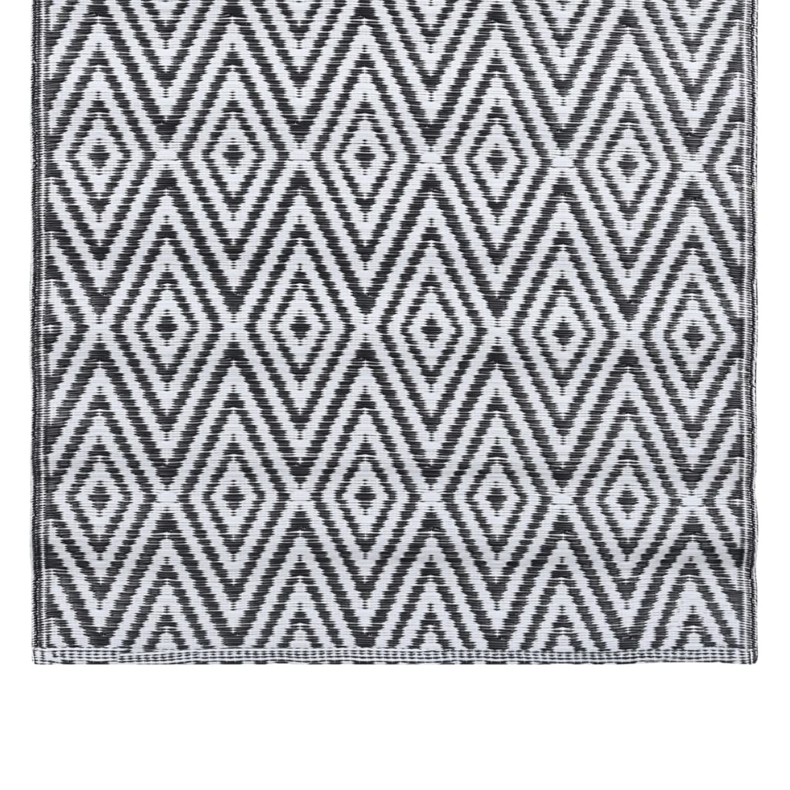 LAPOOH Tappeto da Esterni Bianco e Nero 160x230 cm in PP,Tappeto da Esterno Lavabile,Resistente alle Intemperie e ai Raggi UV,per Balcone,Terrazza(SPU:310430)