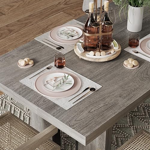 Miniatura 8 de Mesa de comedor grande de 71 pulgadas, mesa de comedor rústica para 6 a 8 personas, mesa de cocina rectangular gruesa con patas resistentes para