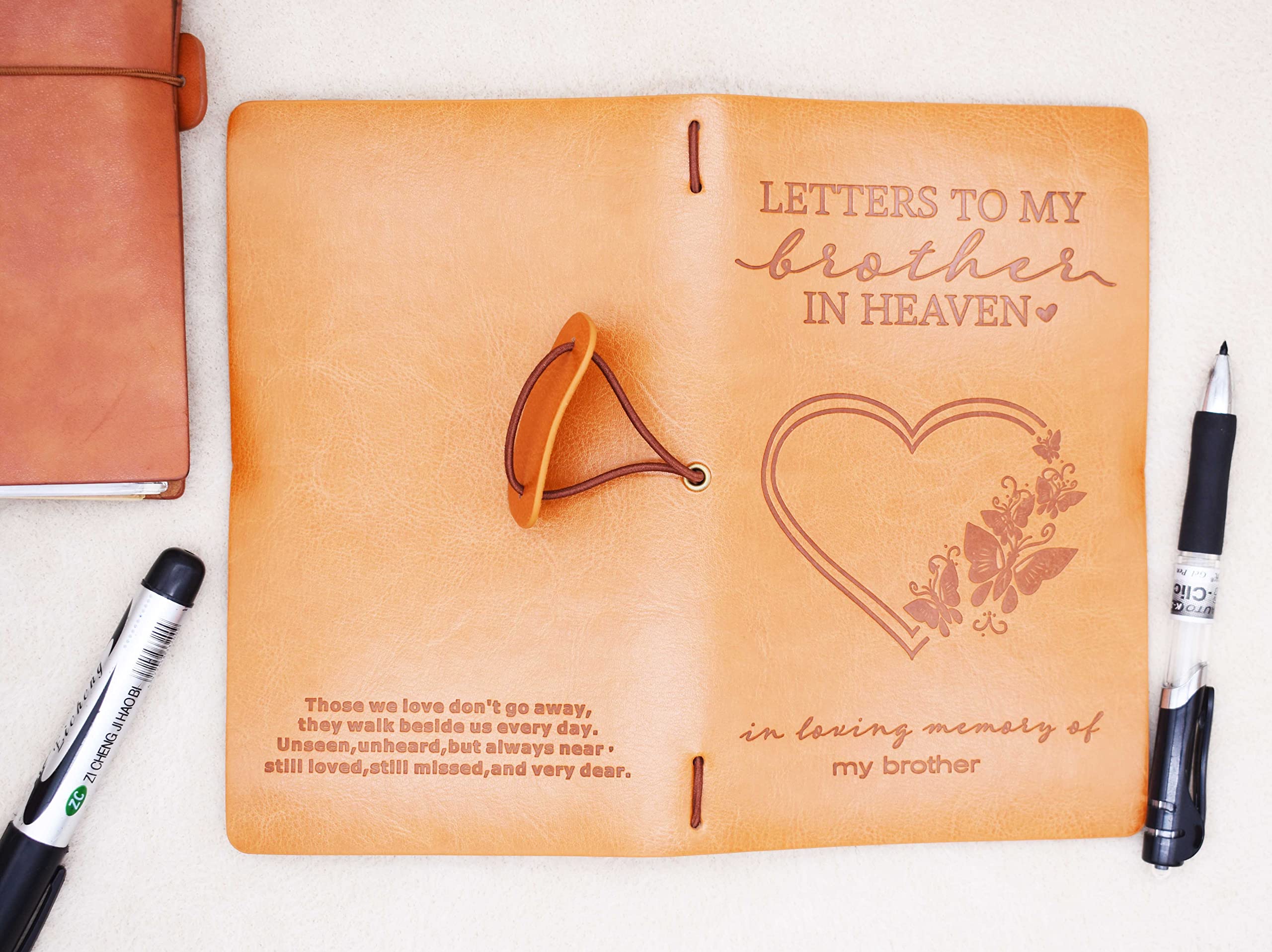 XPL Regalo conmemorativo para hermano, regalo de duelo, diario de fotos de viaje recargable, Those We Love Don't Go-Letters to My Brother in Heaven, In Loving Memory-Sympathy Gifts for Loss of Brother