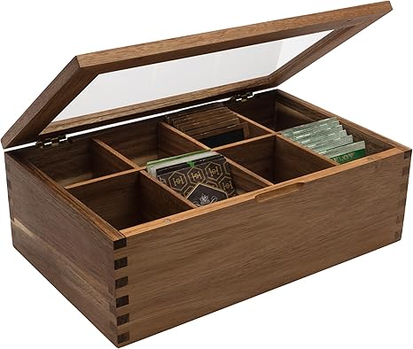 Tea Storage Box Organizer - Premium Acacia wood