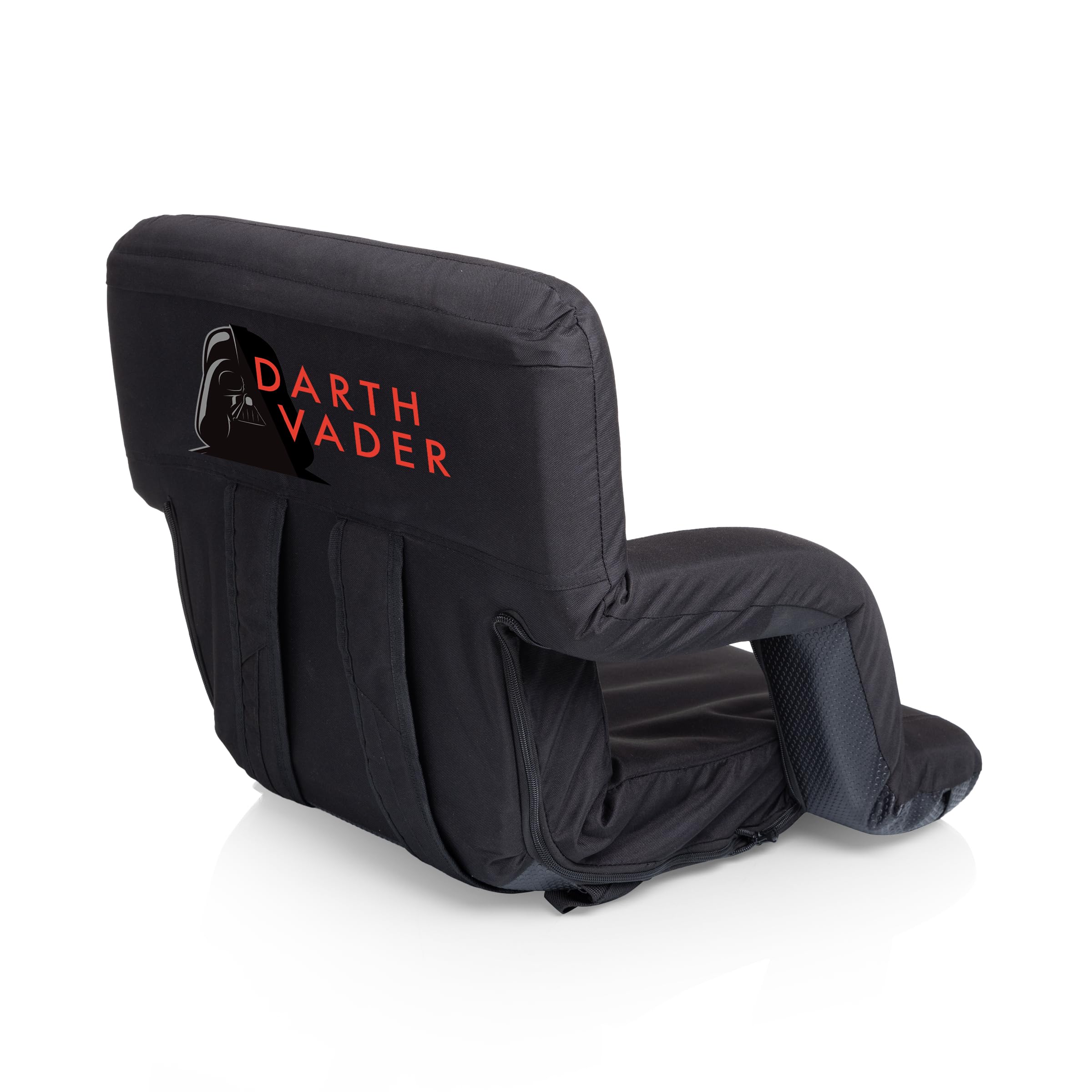 Picnic TIME Star Wars Darth Vader Ventura Reclining Stadium Seat with Back Support Portable Bleacher Floor Beach Chair with Cushion Backpack Straps, (Black)