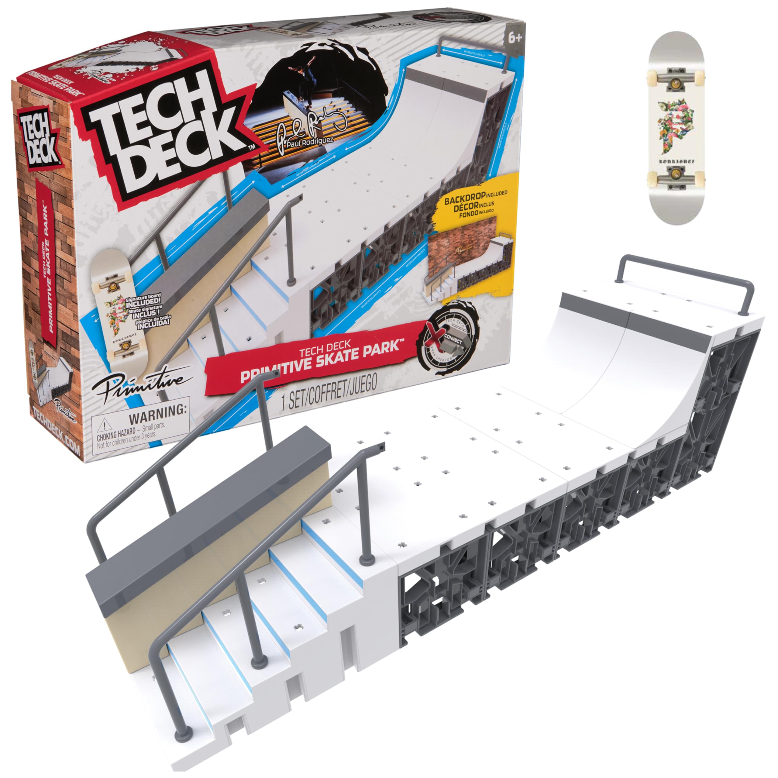 Spin Master Tech Deck Primitive Skate Park de X-Connect Kit de rampes personnalisables et constructibles avec une planche à doigts pour enfants à partir de 6 ans