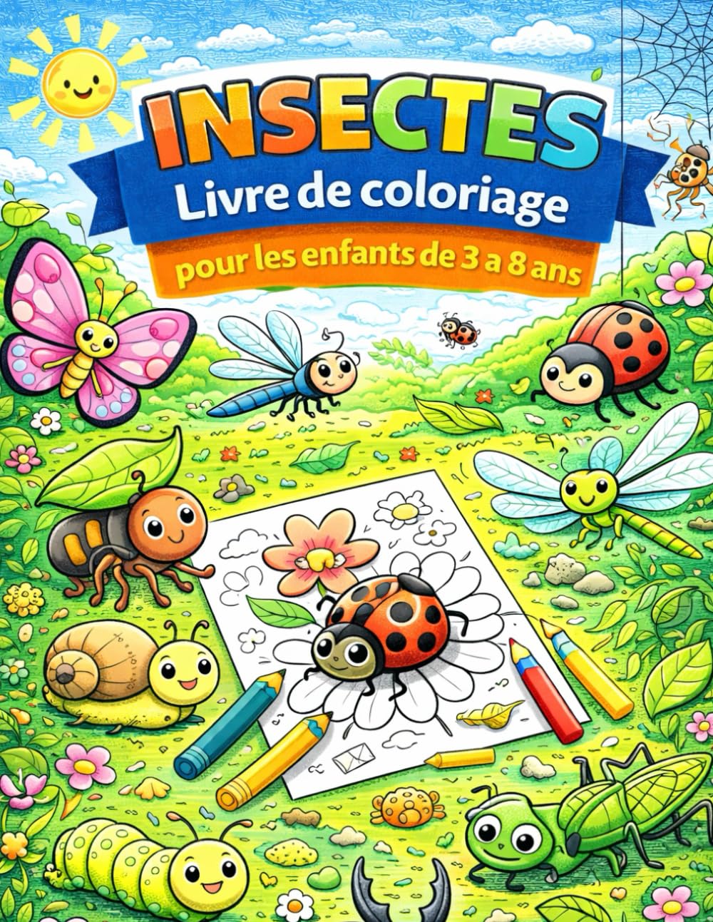 Insectes – Livre de coloriage pour les enfants de 3 à 8 ans: 118 illustrations simples et amusantes à colorier