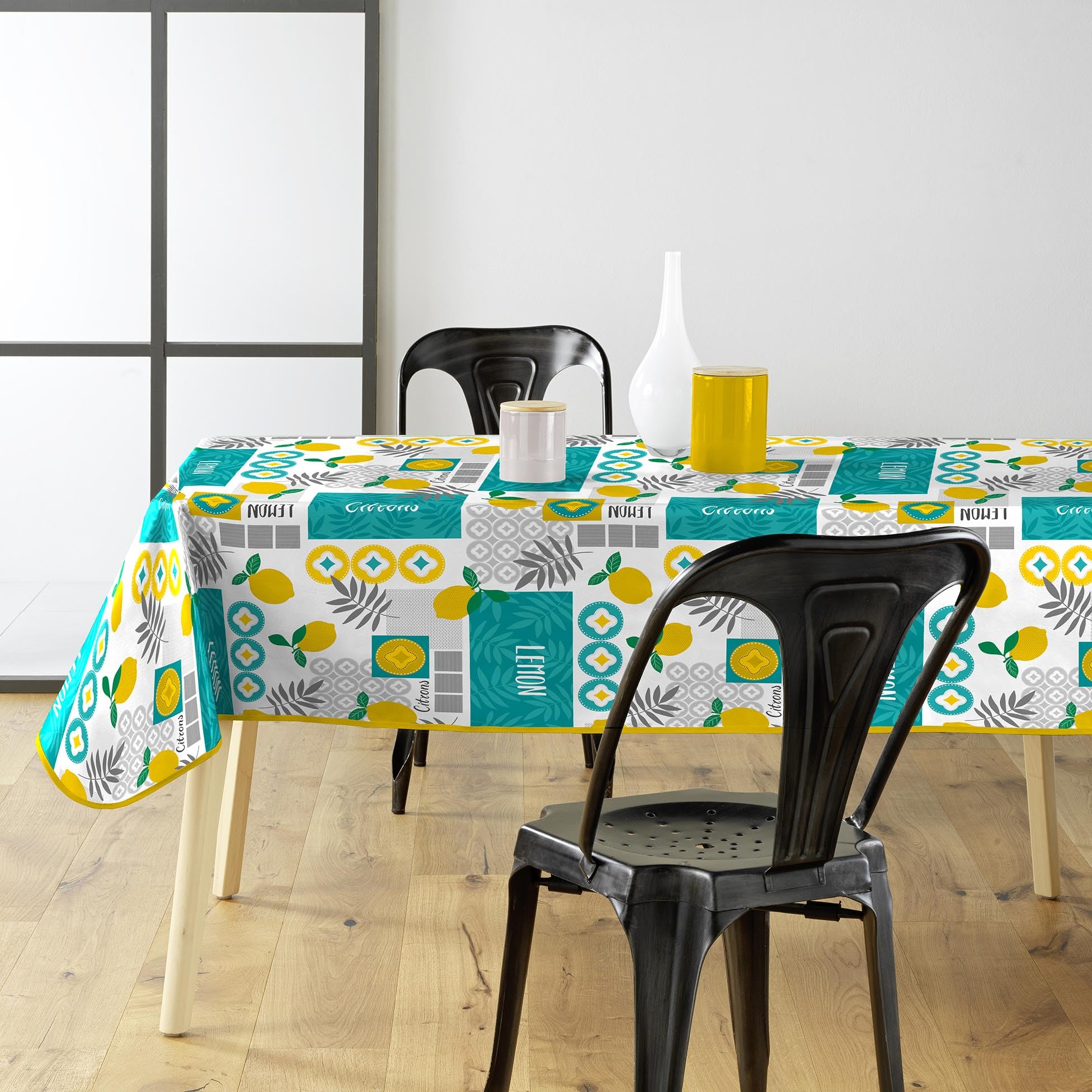 Douceur d'Intérieur, Rectangular Tablecloth (140 x 240 cm) Citronnade, PVC Printed