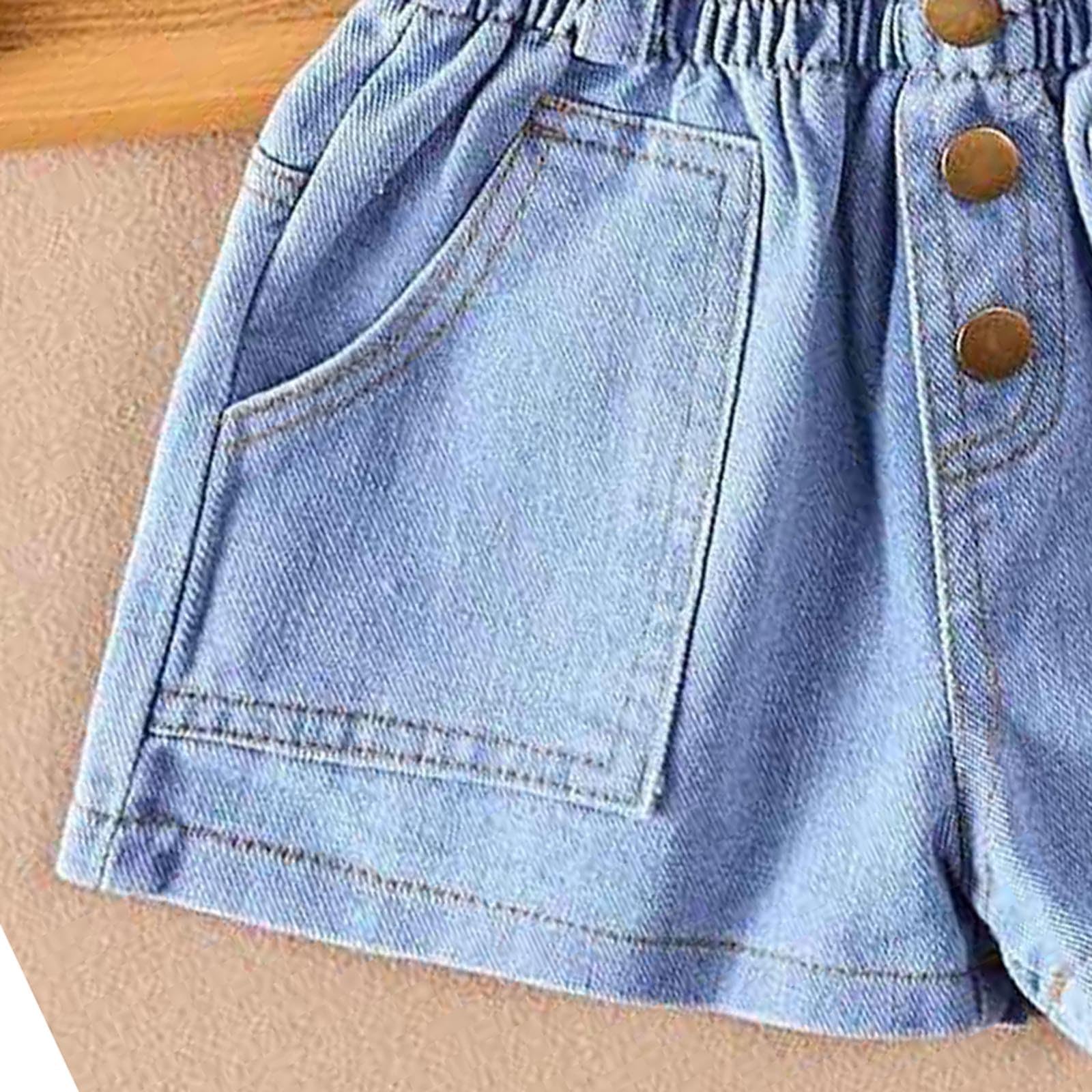 2026 Shorts Niñas Pantalones Cortos Niñas Verano Pantalones Cortos Vaqueros con Diseño de 3 Botones - Ligero & Casual Sesión de Fotos Recién Nacido