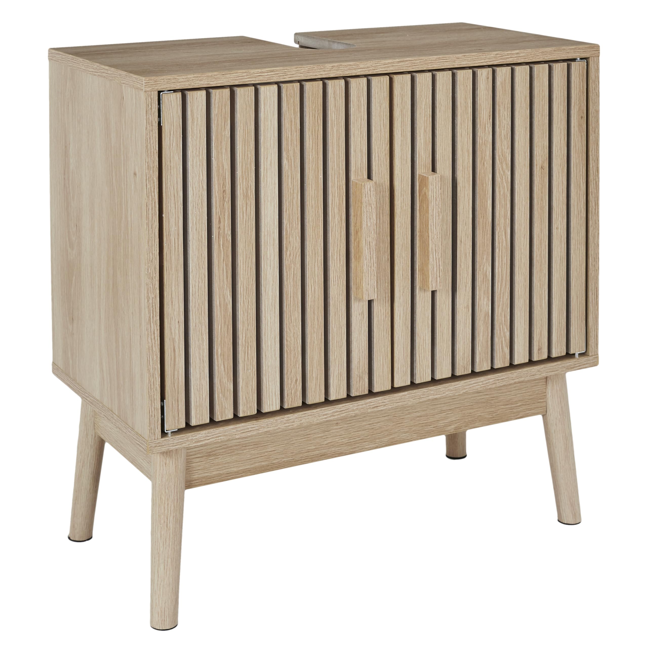 HOME DECO FACTORY Kartoffelstampfer aus Edelstahl Ergonomischer Griff Silber | Waschtischunterschrank aus Holz, Kollektion Klaus, Badezimmerfarbe Natural Crush, 60 x 70 cm, braun