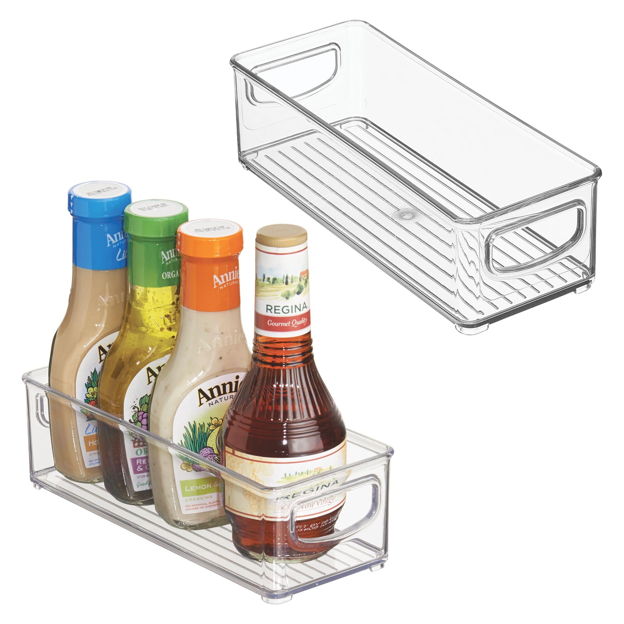 iDesign Plastic Stackable Pantry Bin - Storage Bin with Handles for Cabinets or Fridge - Set of 2 - Clear Pack of 2