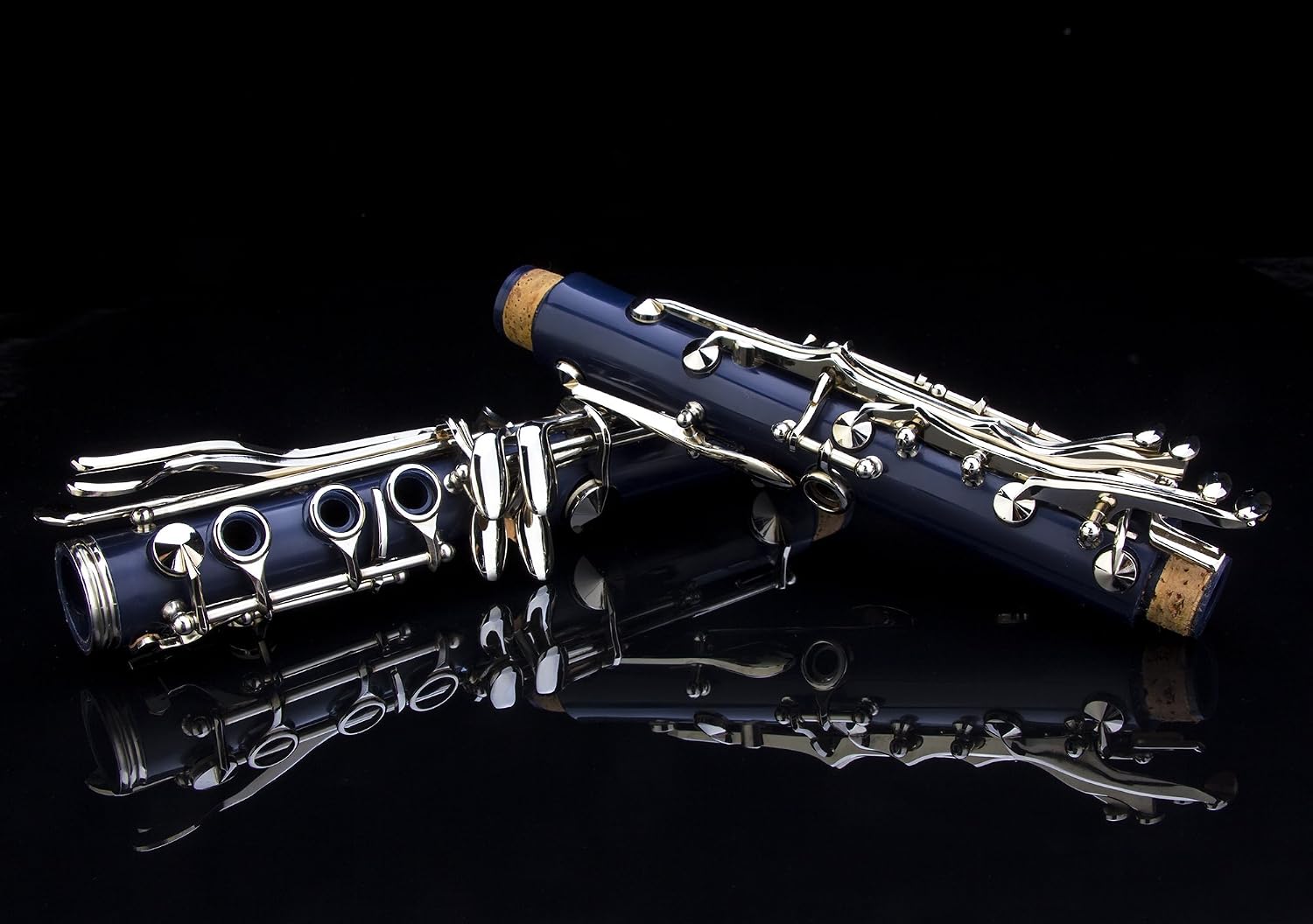 Glory Dark Blue/Silver Keys Bb B Flat Clarinet with Second Barrel, 11reeds,8 Pads cushions,case,carekit -Click to see More Colors