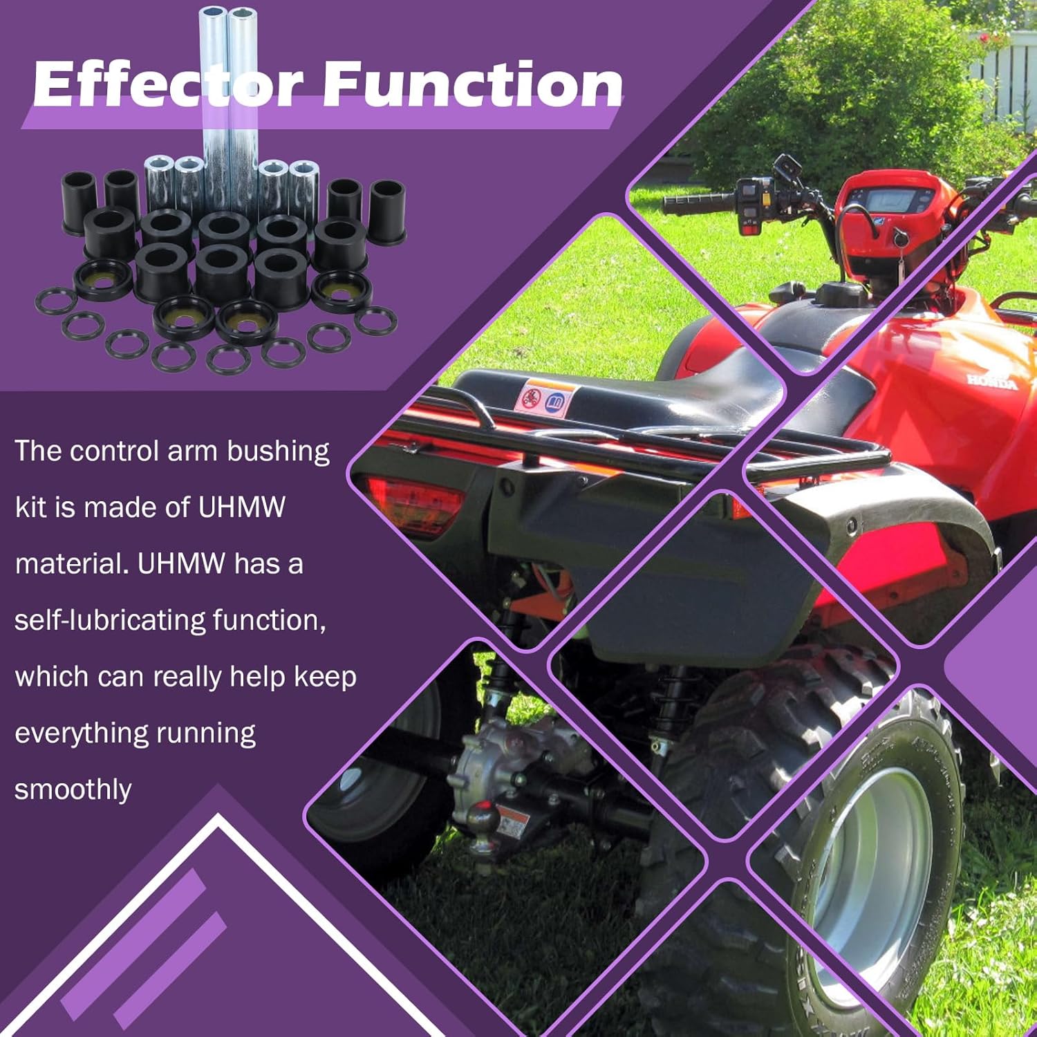 Qagea Front Upper & Lower Control Arm Bushings Kit Fits for Honda 500 Foreman Rubicon TRX500FA 2001-2017, TRX500FGA 2004-2008, TRX500FPA 2009-2014