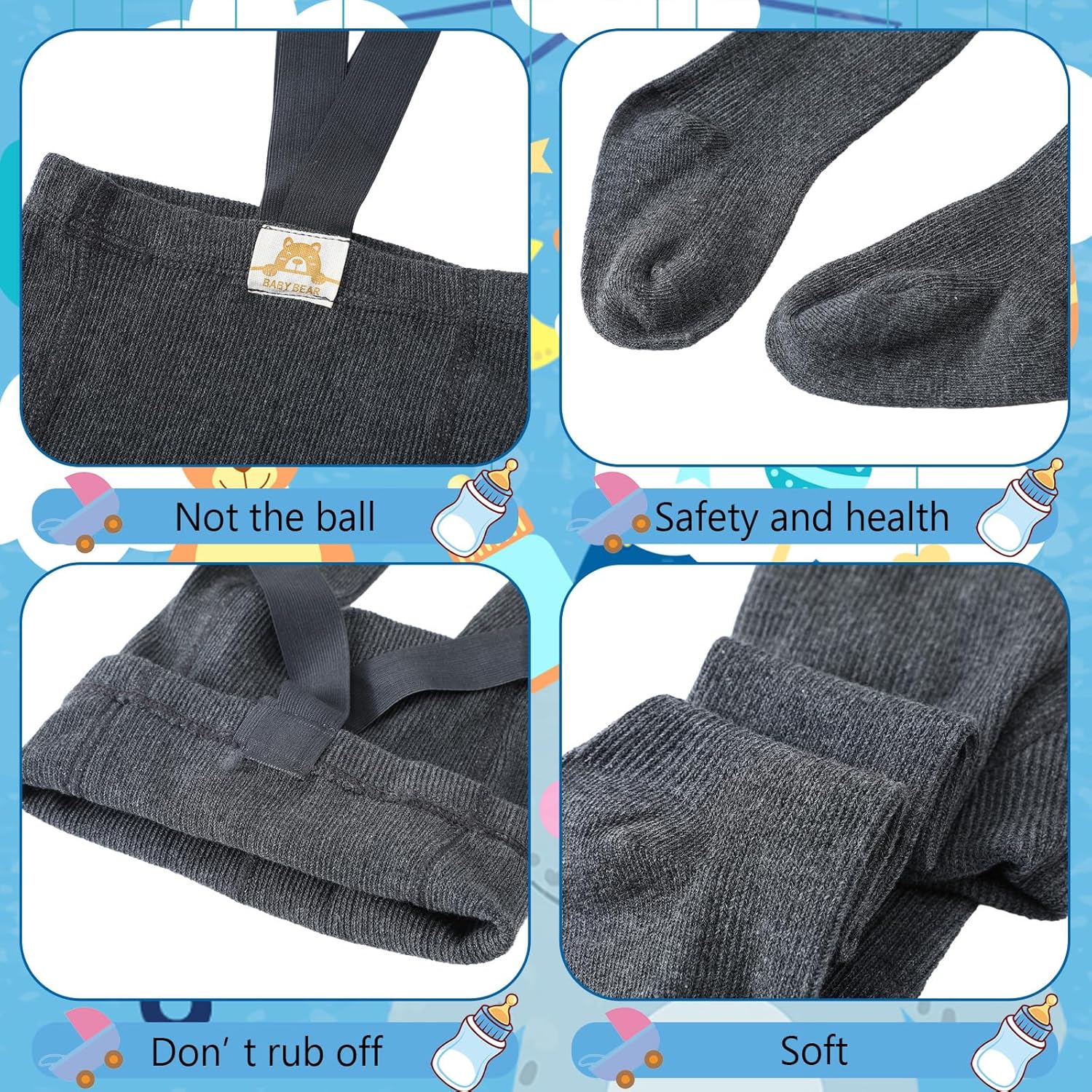 3 Pack Suspender Leggings Baby Infant High Waist Legging Tight Sock Toddler Winter Cotton Warm Pantyhose 0-12 Months - Image 3