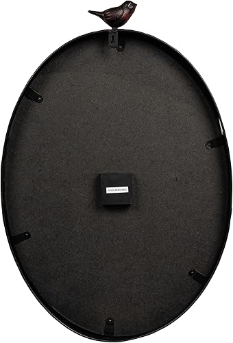 Miniatura 5 de Creative Co-Op Reloj de pared de metal ovalado con pájaro