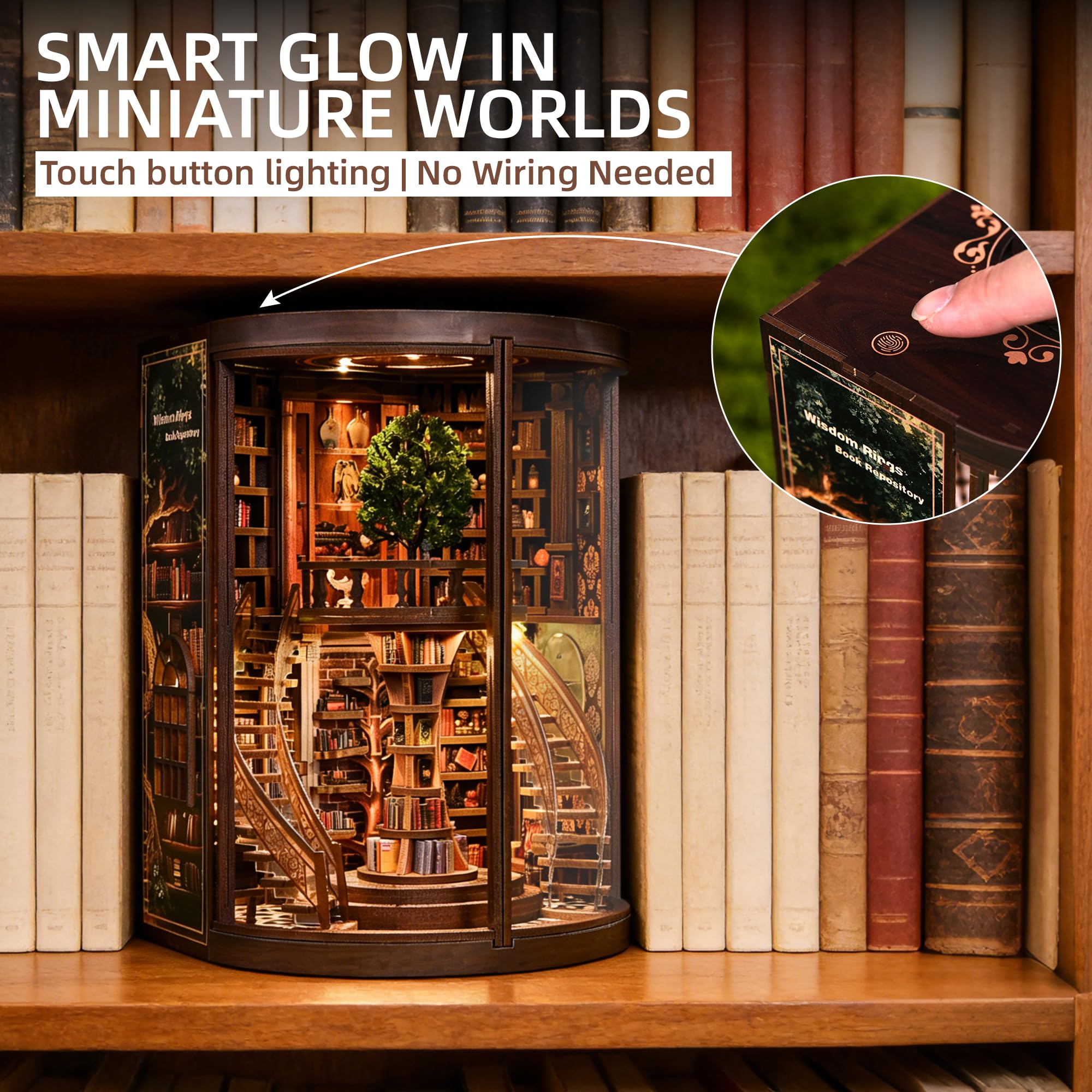 Book Nook Kits for Adults, CRIOLPO DIY Miniature House 3D Wooden Puzzle Craft Kit with Sensor LED Light - Image 2