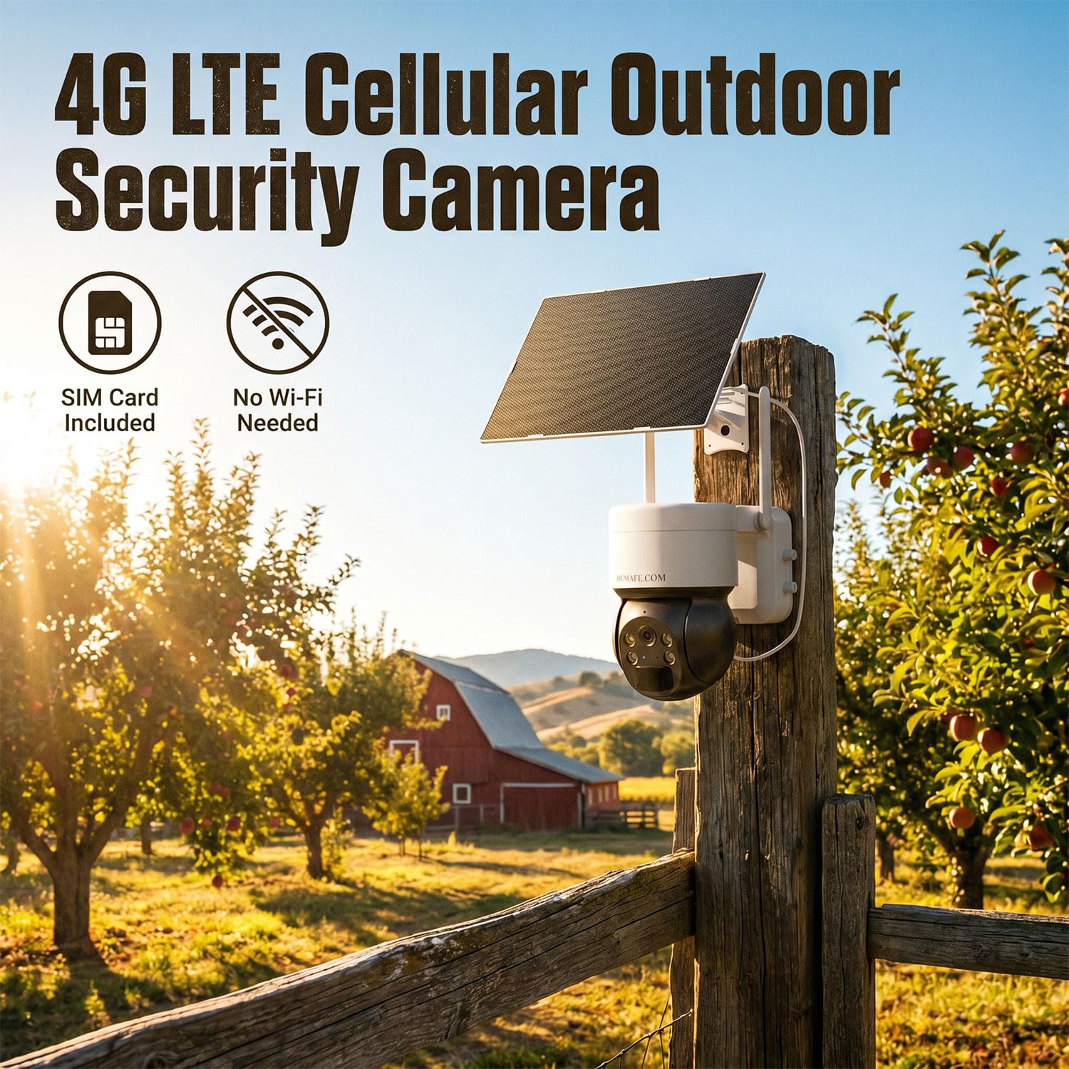 Kamera bezpieczeństwa komórkowego 4G LTE bez Internetu, kamery bezpieczeństwa bez WIFI, bezprzewodowe na zewnątrz, kamera solarna z kartą SIM, czujnik PIR, 360 PTZ, 2K HD, wodoodporność IP66