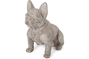 Christopher Knight Home Susan Outdoor Rustic White and Green French Bulldog Garden Statue