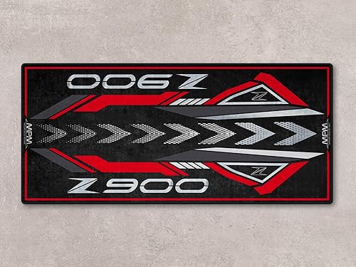 Miniatura 2 de wibeart Tapete de estacionamiento para modelos de motocicleta Kawasaki serie Z900, tapete antideslizante para garaje y sala de exposición (rojo