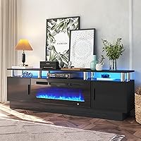 Vista 9 de Soporte de TV de 70 pulgadas para sala de estar, centro de entretenimiento moderno y consola multimedia, se adapta a televisores de hasta 80