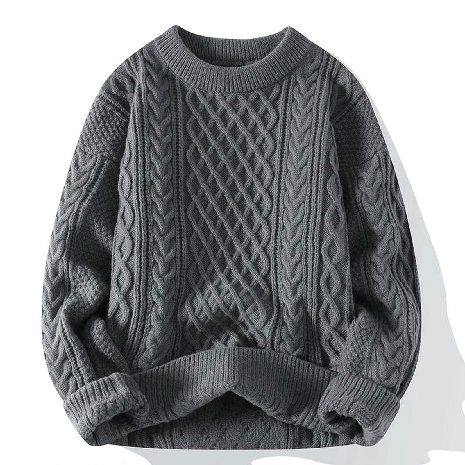 Maglione Uomo da Autunno Inverno Vintage O Collo Pullover Lavorato A Maglia Maglioni Larghi Harajuku retrò Lavorati Maglia-cachi-3xl