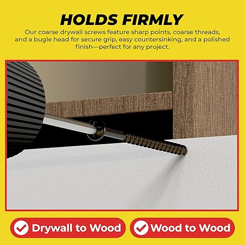 Miniatura 9 de Qualihome Kit surtido de tornillos para paneles de yeso, rosca gruesa, surtido de tornillos para madera, tornillos de hoja, 7 tamaños (58 pulgadas,