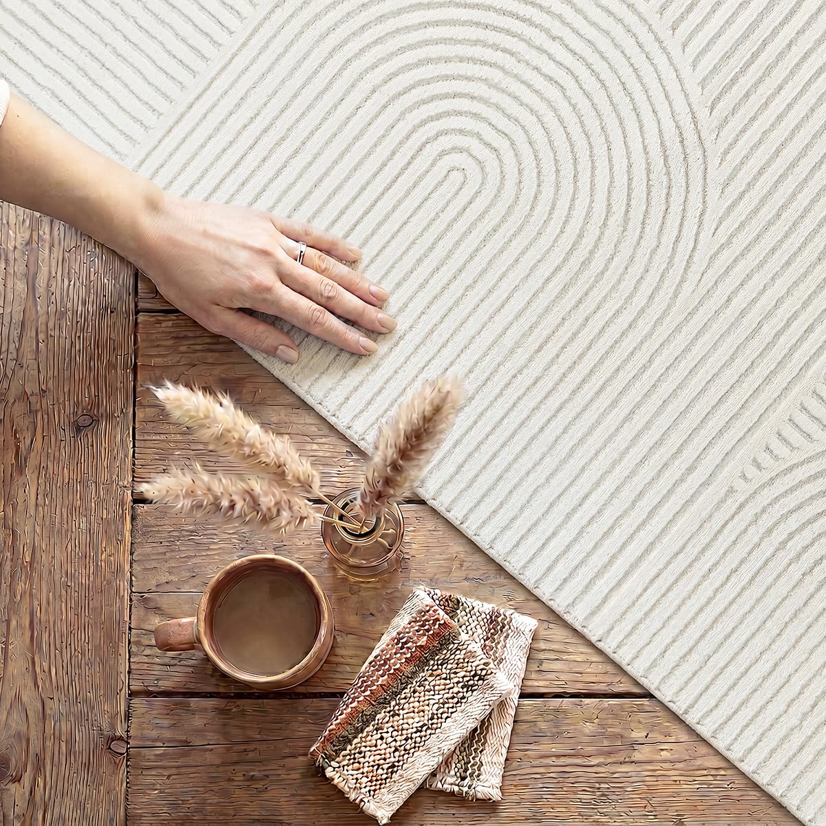 the carpet Knight - Creme, 240 x 340 cm, Wohnzimmer Teppich Moderner Kurzflor