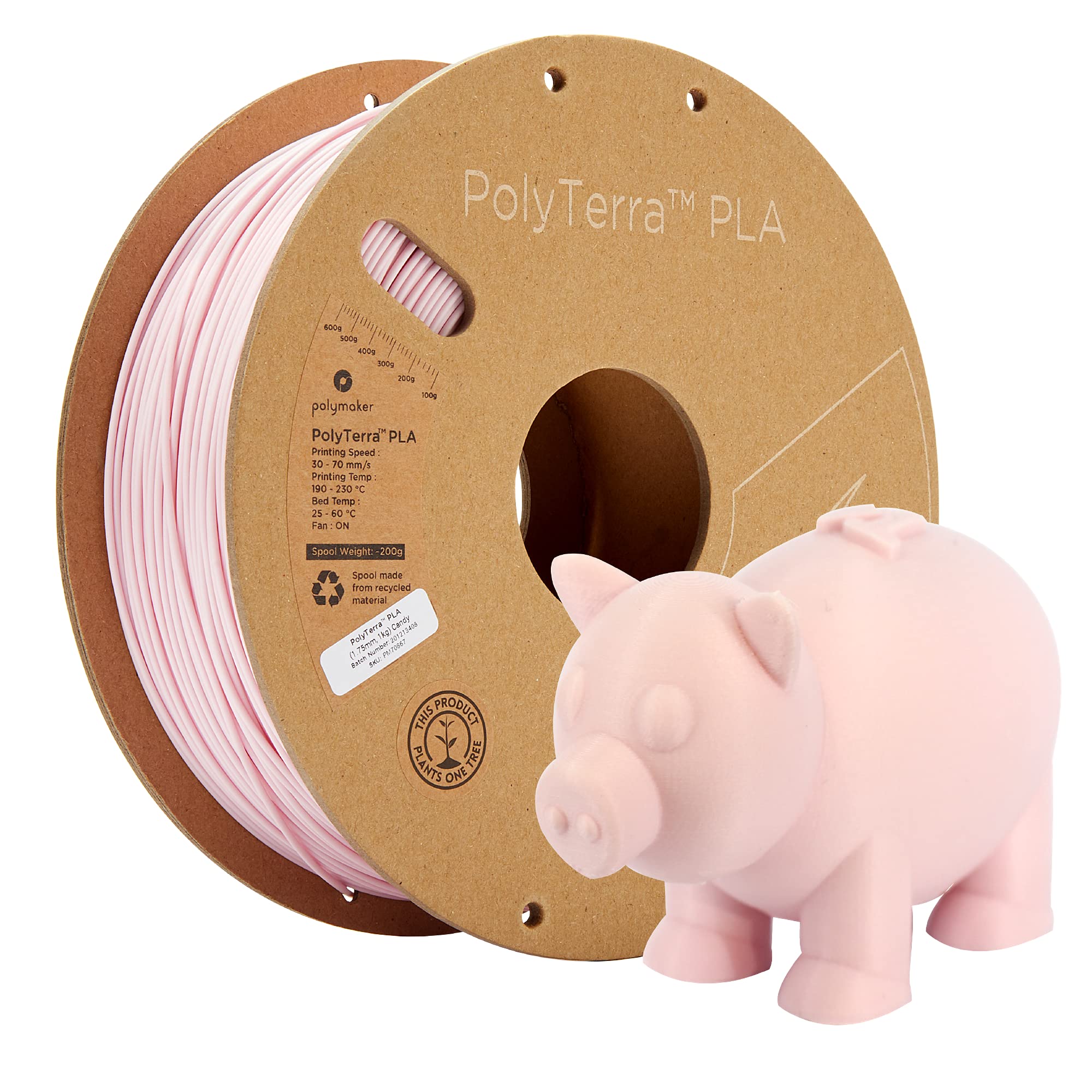 Polymaker PolyTerra PLA Candy / Pink 1.75mm 1kg 3D Printer Filament