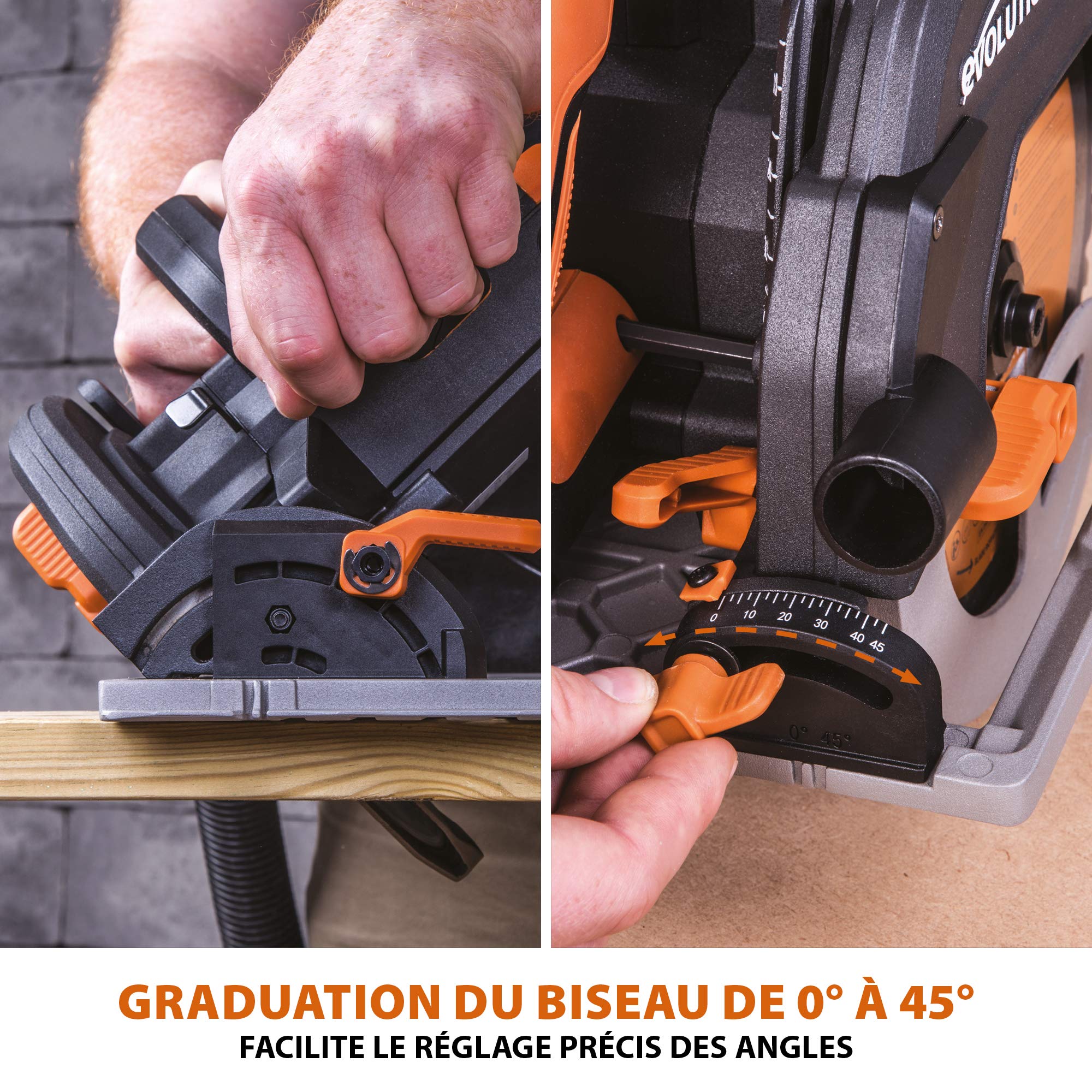 Evolution Power Tools Scie Circulaire avec Rail 3 Pièces de 1020 mm - Lame Multi-Matériaux, Coupe le Bois, le Métal, le Plastique - Adaptateur de Prise de Poussières inclus - 185mm, 230v - R185CCSX