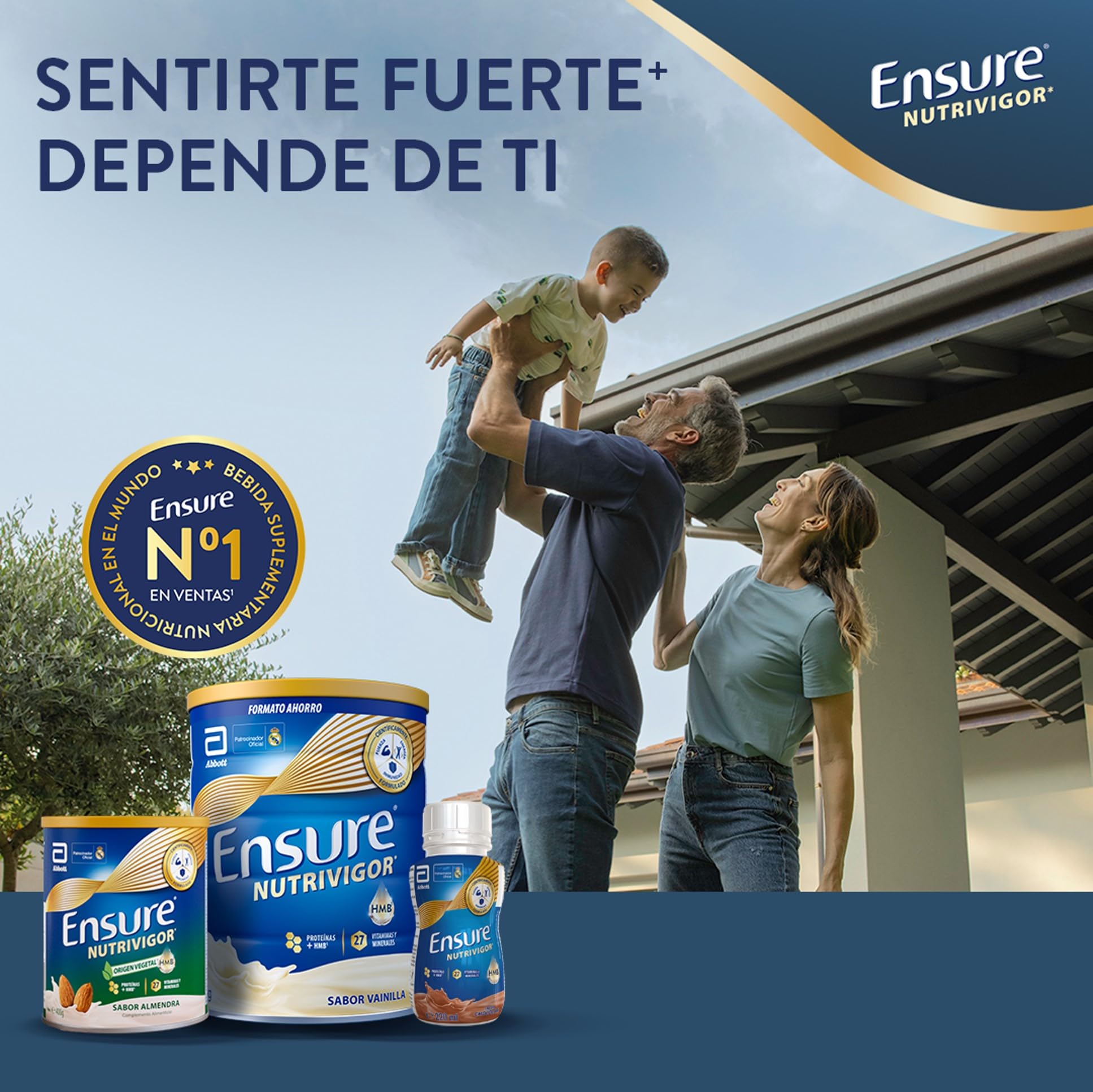 PACK AHORRO Ensure Nutrivigor - Complemento Alimenticio para Adultos, con HMB, Proteínas, Vitaminas y Minerales, como el Calcio- Sabor Vainilla- 850 g + 400g