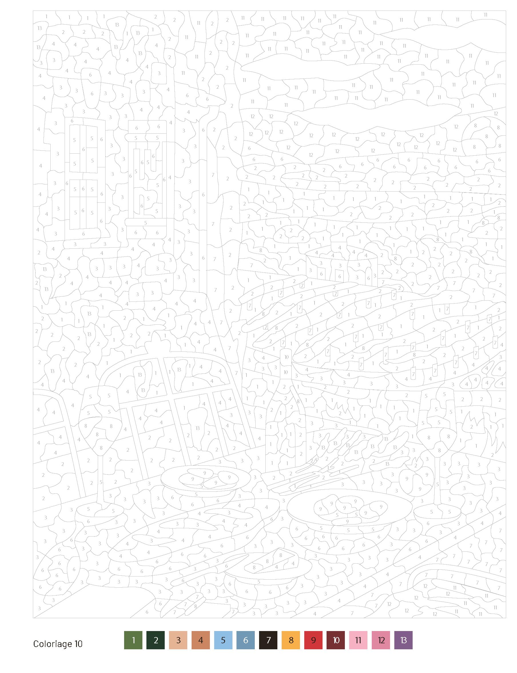 Douce France - 30 Coloriages mystères pour adultes - Pages détachables + 1 Grand poster - Papier épais 190 gr