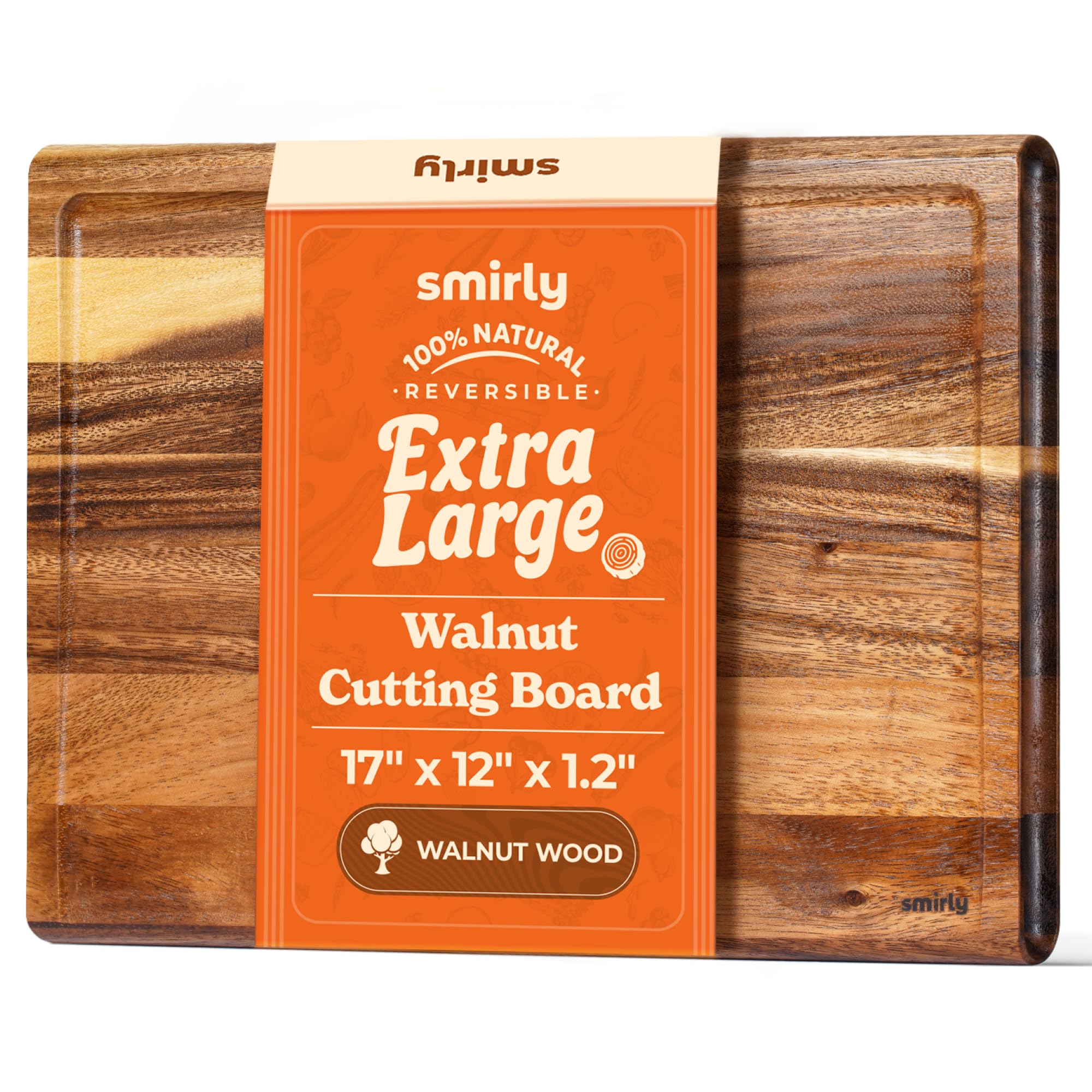 SMIRLY Butcher Block Large Extra Large Walnut Wood End Grain Cutting Chopping Board for Kitchen