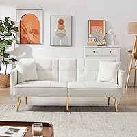 Vista 3 de Merax Sofá cama, sofás cama y sofás con 2 tazas – Sofá reclinable convertible de 69 pulgadas, moderno sofá futón ajustable de terciopelo, sofás