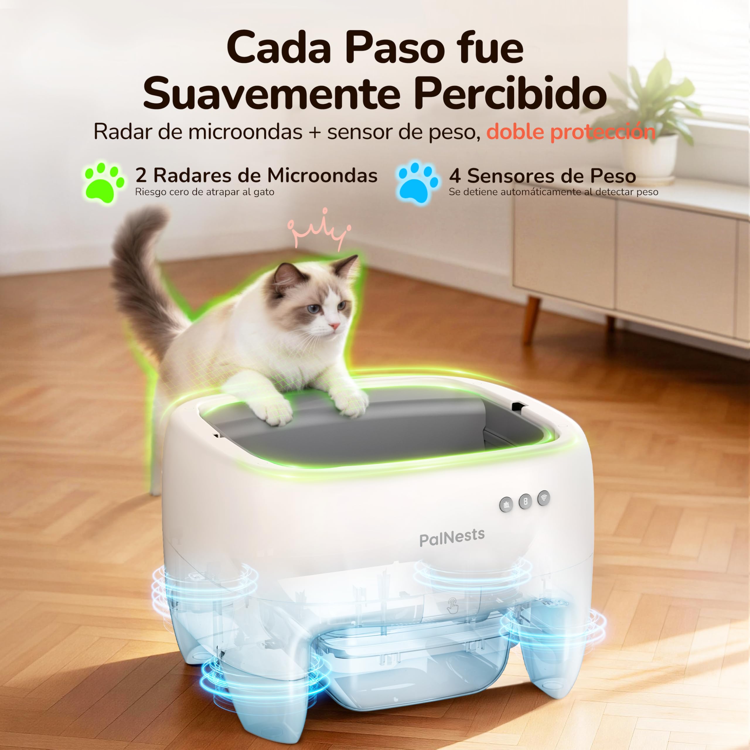Arenero Gatos Autolimpiable, Seguridad Antipellizcos, Entrada Superior Abierto para Gatos Grandes y Múltiples, Control APP, Desodorización, Inodoro Inteligente para Gato Extra Grandes, Blanco