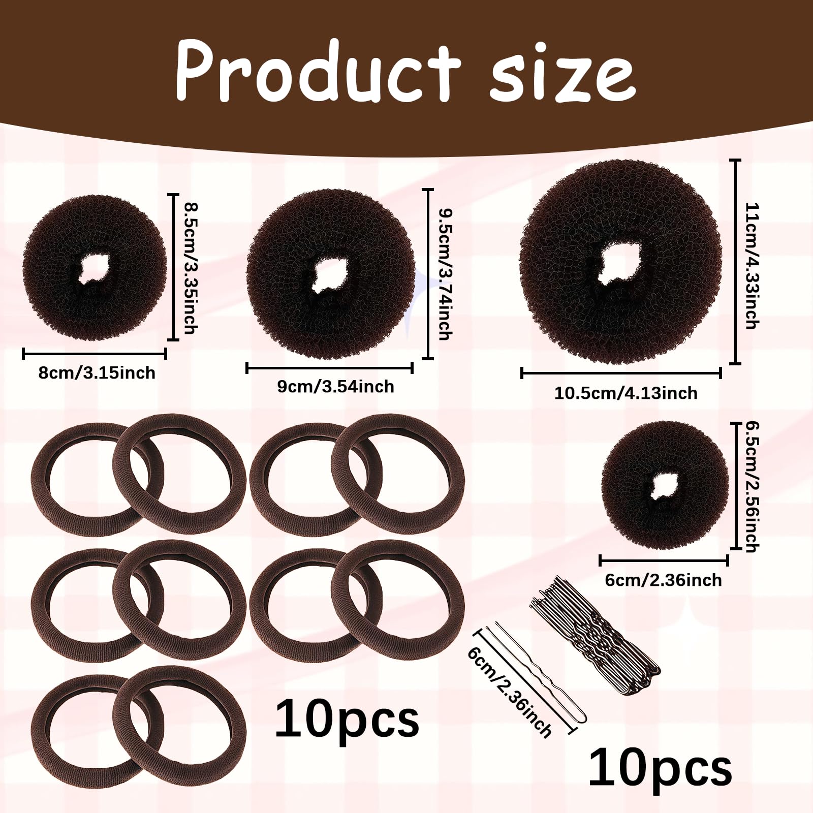 Lot de 24 Accessoires Chignon Danseuse Marron, Donuts, Élastiques et Pinces en U pour Pâques et Carnaval, Kit Coiffure Ballet et Spectacle, Idéal Mariage et École 2026