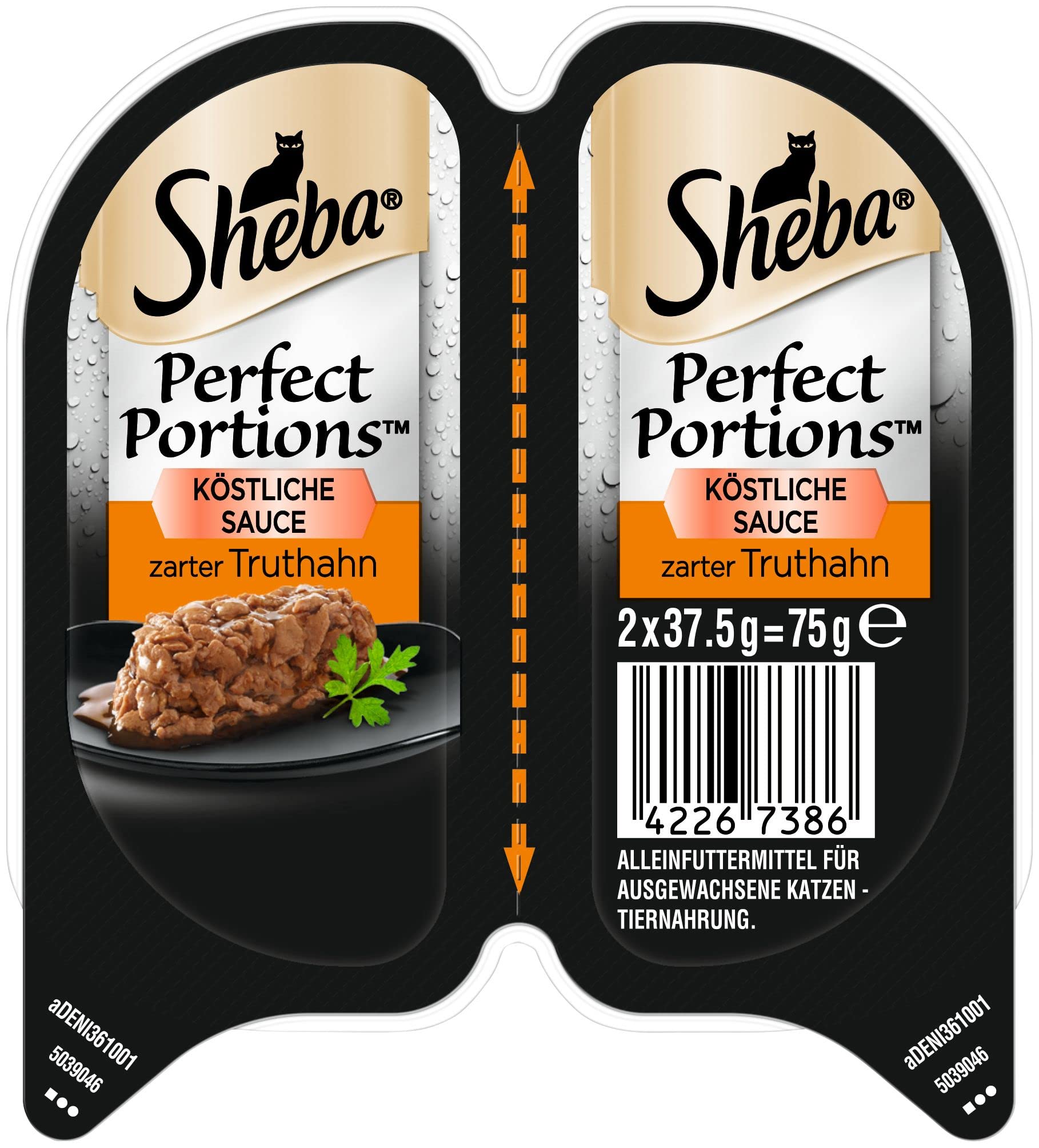 Sheba Perfect Portions - Feinstes Katzennassfutter in der Schale - köstliche Sauce mit zartem Truthahn - 32 x 75g