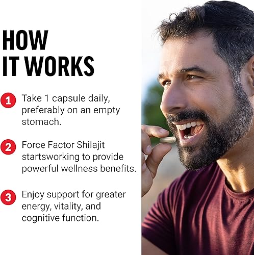 Miniatura 4 de Force Factor Shilajit Suplemento Shilajit para hombres y mujeres para apoyar la energía y la salud cerebral, Shilajit Pure Natural, calidad premium,