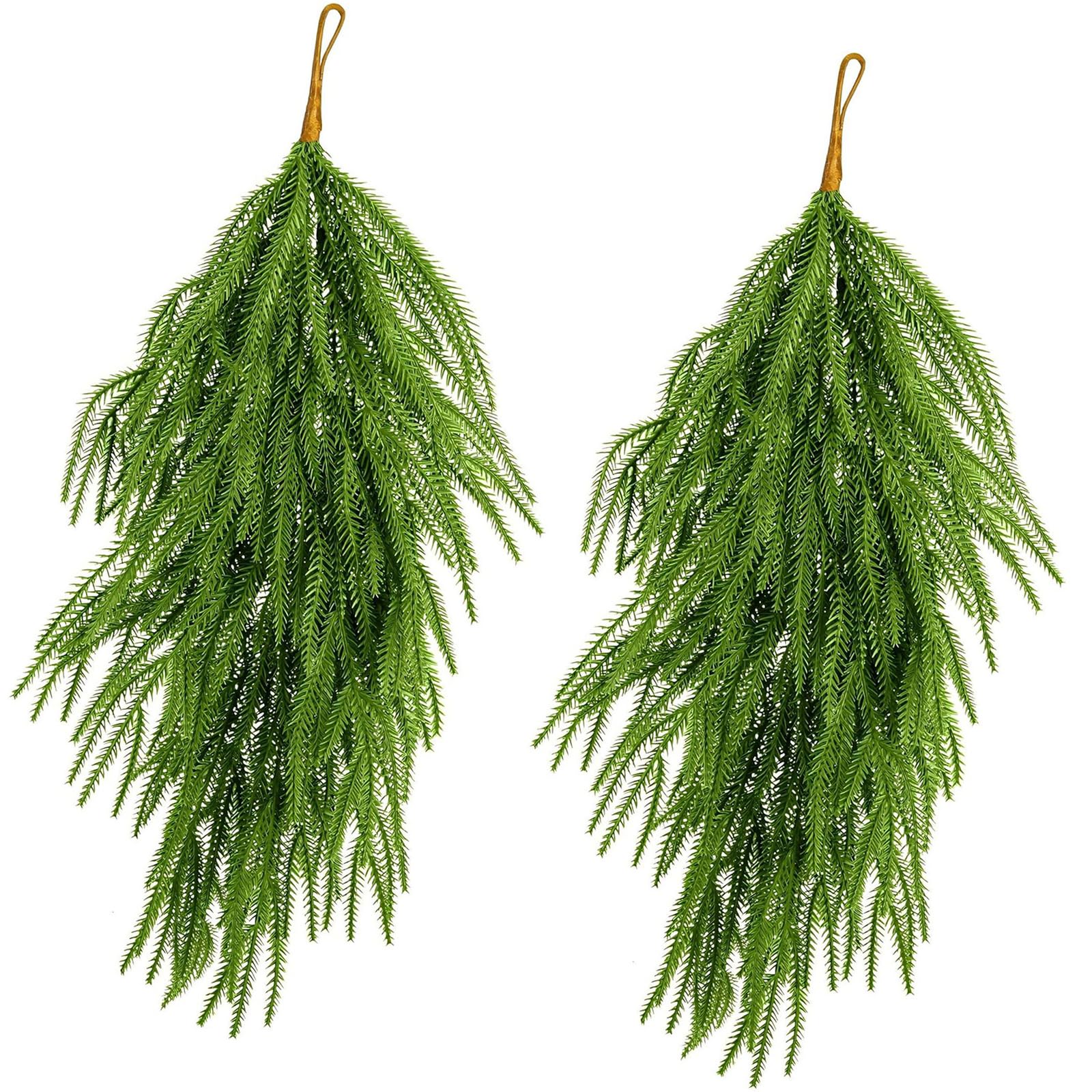 Artificial Pine Needle Garland Hanging Greeneries Wreath for Christmas Indoor Outdoor Decoration with Flexible Rings Realistic Artificial Pine Wreath Indoor Outdoor Decoration