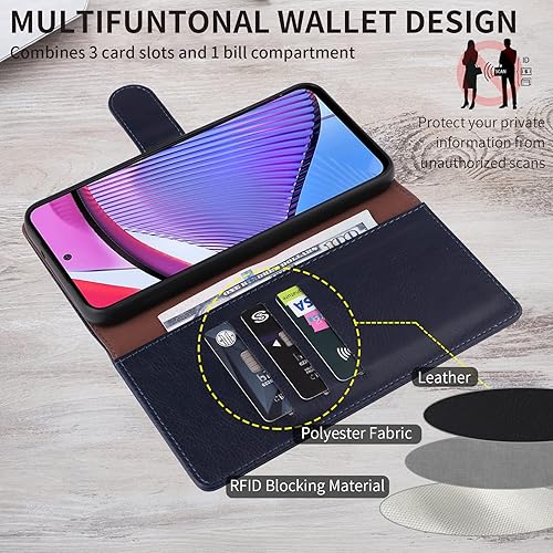 Miniatura 3 de LBYZCASE Funda tipo cartera para Moto G Power 2023 5G tarjetero con bloqueo RFID, cuero con tapa (función atril), magnética, a prueba de golpes,