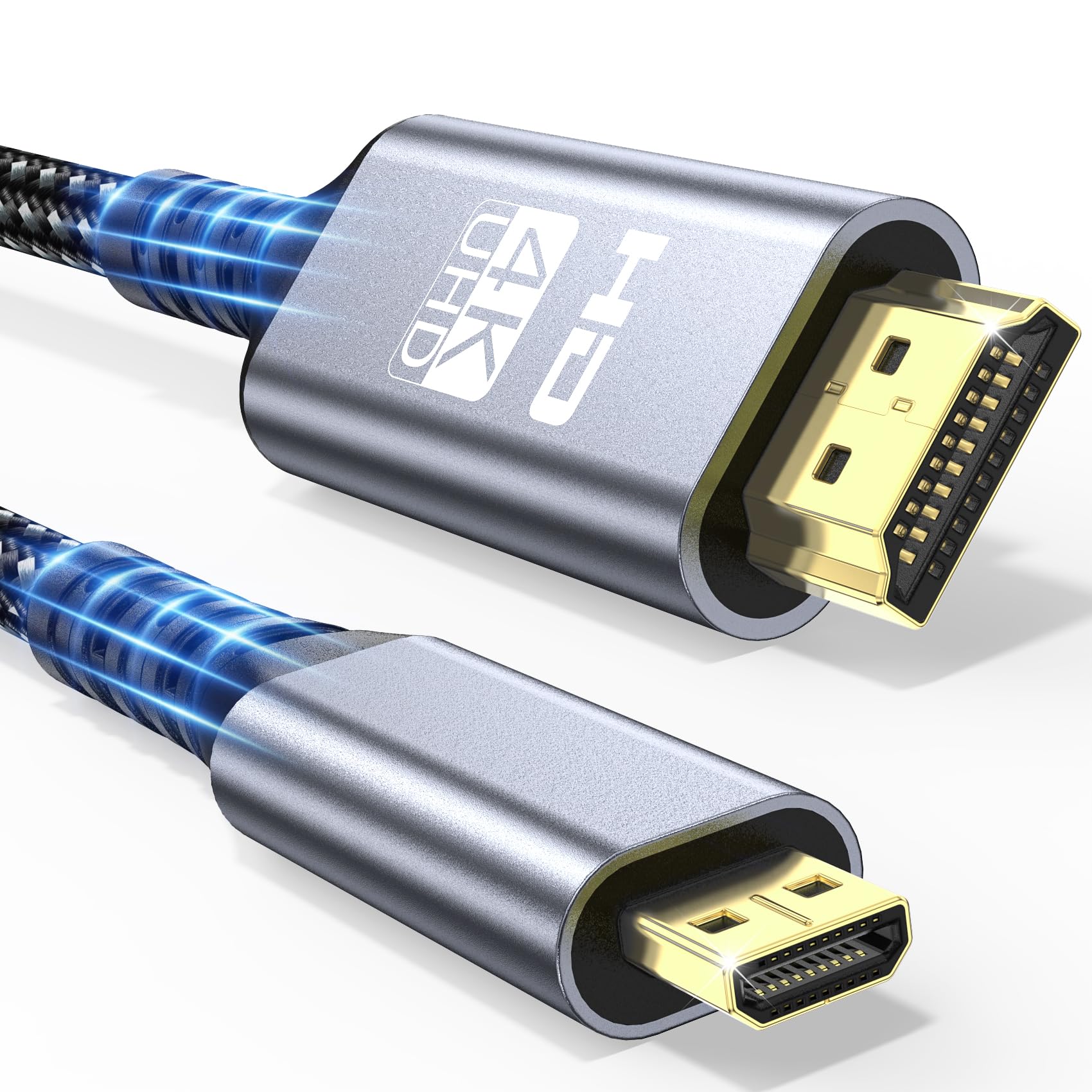 Câble Micro HDMI vers HDMI 1m, 4K@60Hz Câble Micro HDMI 2.0 avec Ethernet, 3D, HDR, ARC Compatible avec Raspberry Pi 5/4, GoPro Hero 8/7/6/5, Sony, Moniteur, Ordinateurs Portables
