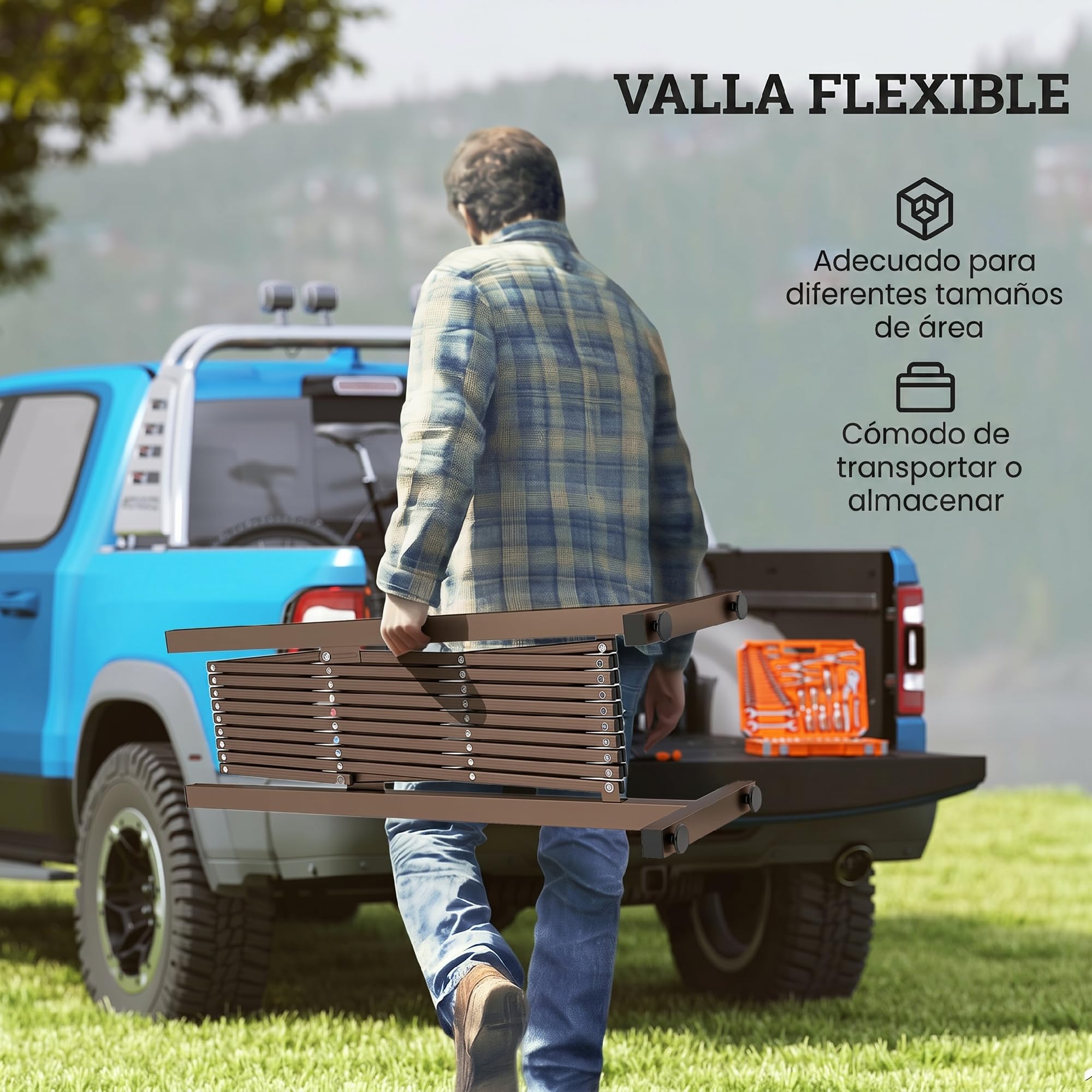 Outsunny Valla de Jardín Exterior de Aleación de Aluminio Puerta de Jardín Exterior Extensible Valla Metálica para Decoración Terraza Patio 250x31x103,5 cm Café Oscuro