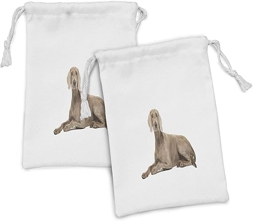 Ambesonne Weimaraner Fabric Pouch Set of 2, Brown Ghost Hunting Dog Animal Breed Pedigree Silhouette on Plain Backdrop, Small Drawstring Bag for disponible en Yaxa Costa Rica