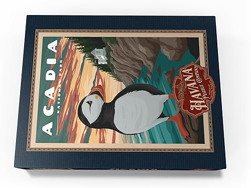 Miniatura 4 de MyPuzzle Acadia National Park Bass Harbor Puffins, póster de viaje vintage, rompecabezas premium de 500 piezas para adultos