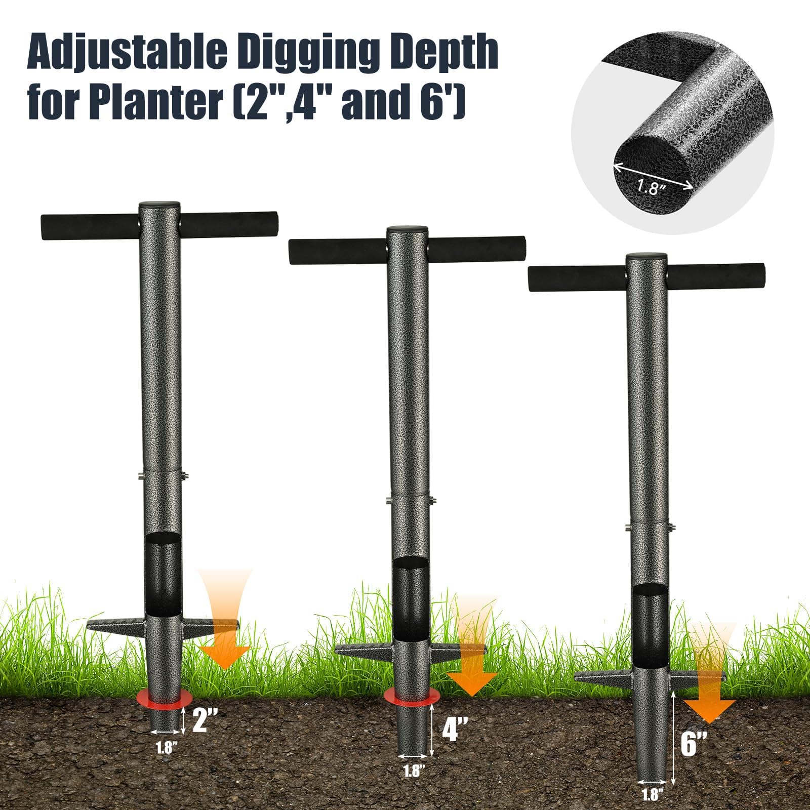 Plantoir à bulbes avec poignée ergonomique – Outil de plantation robuste pour planter bulbes, plantes à massifs, tulipes, crocus, dahlias, glaïeuls et lys