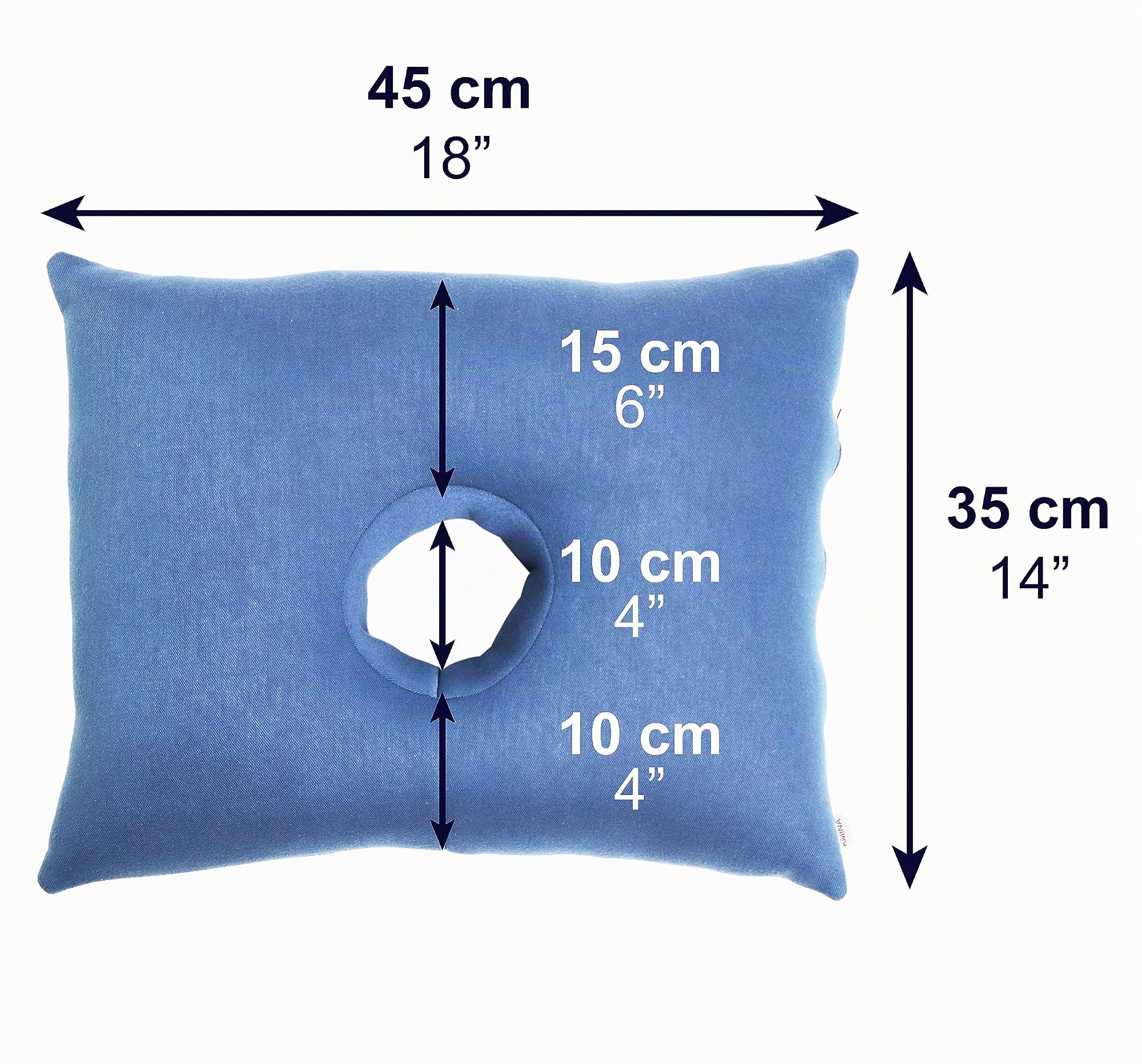 KMINA Coussin Piercing Oreille, Oreiller avec Trou Oreille, Oreiller Piercing Helix/Tragus, Réutilisable Bleu - Fabriqué en Europe