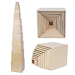 TOWO Wooden Stacking Boxes-Nesting and Sorting Cups Blocks for Toddlers-Stacking Cubes Educational Learning Toys for 2 Years Old Montessori Materials