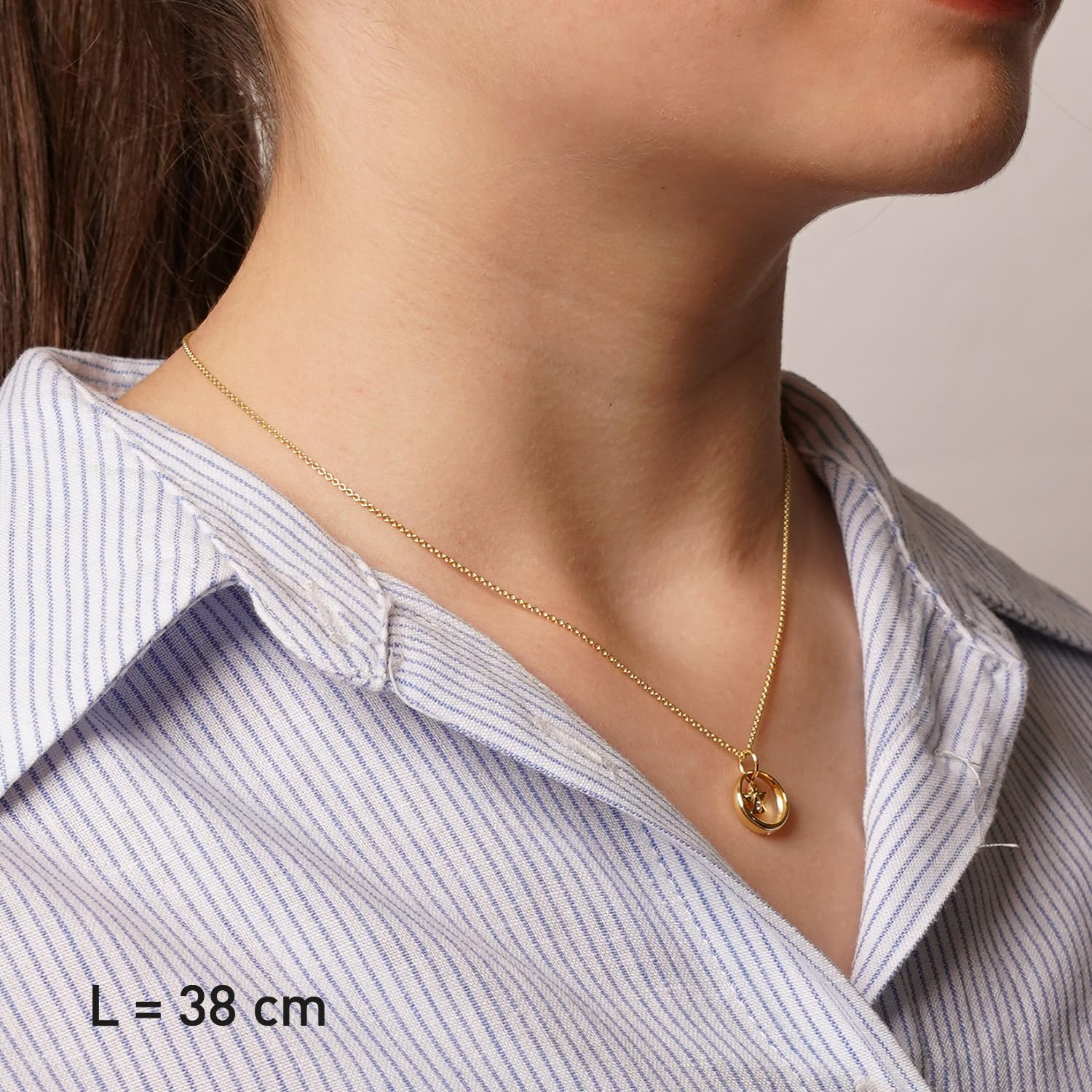 trendor Taufring Mit Engel Gold 333 / 8K An Vergoldeter Silberkette 28210