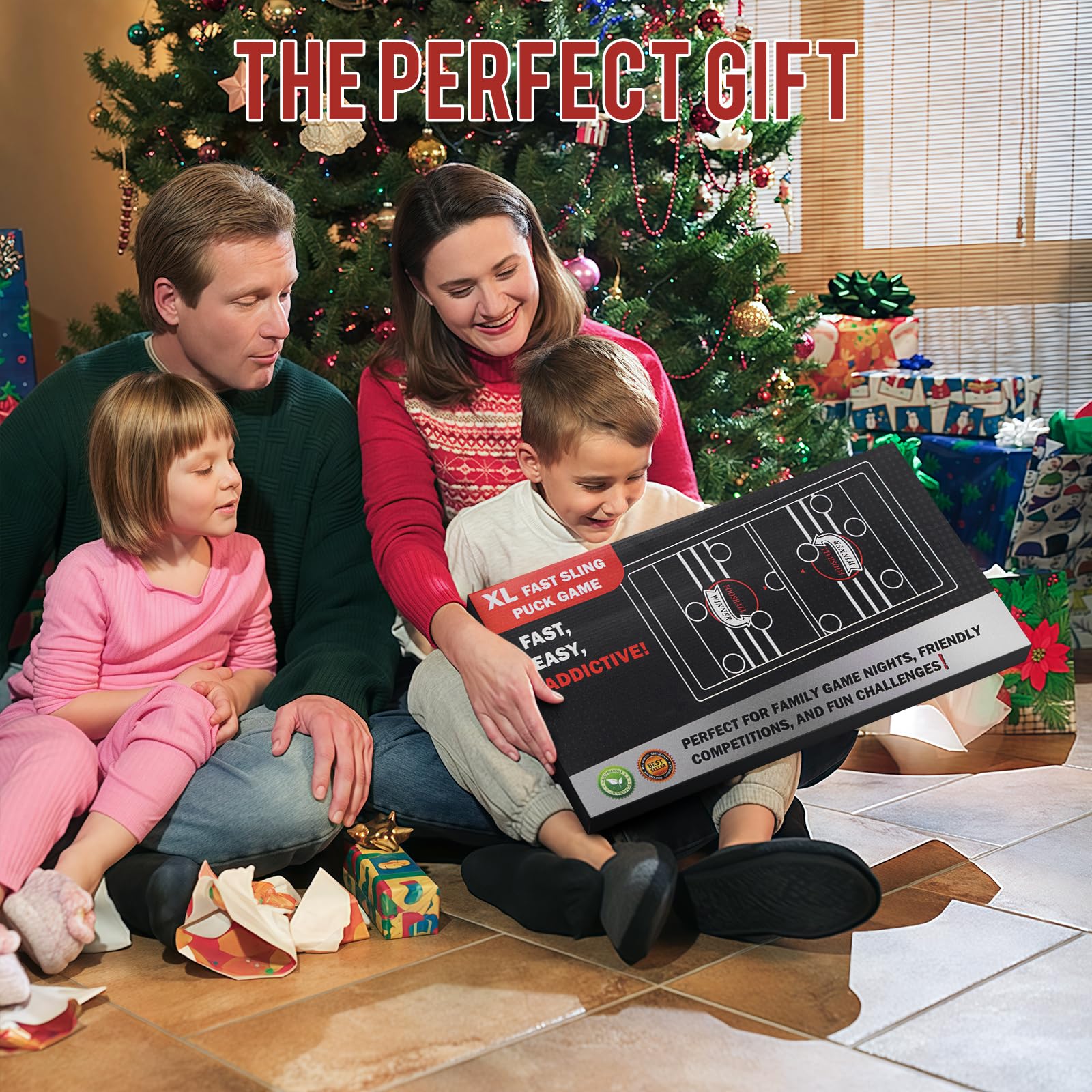 Extra Large Wooden Fast Sling Puck Game - Super Sling Hockey Table for Family Night & Parties | Foosball Winner String Puck With 20 Pucks & Storage Bag | Premium Wood Construction - Image 7