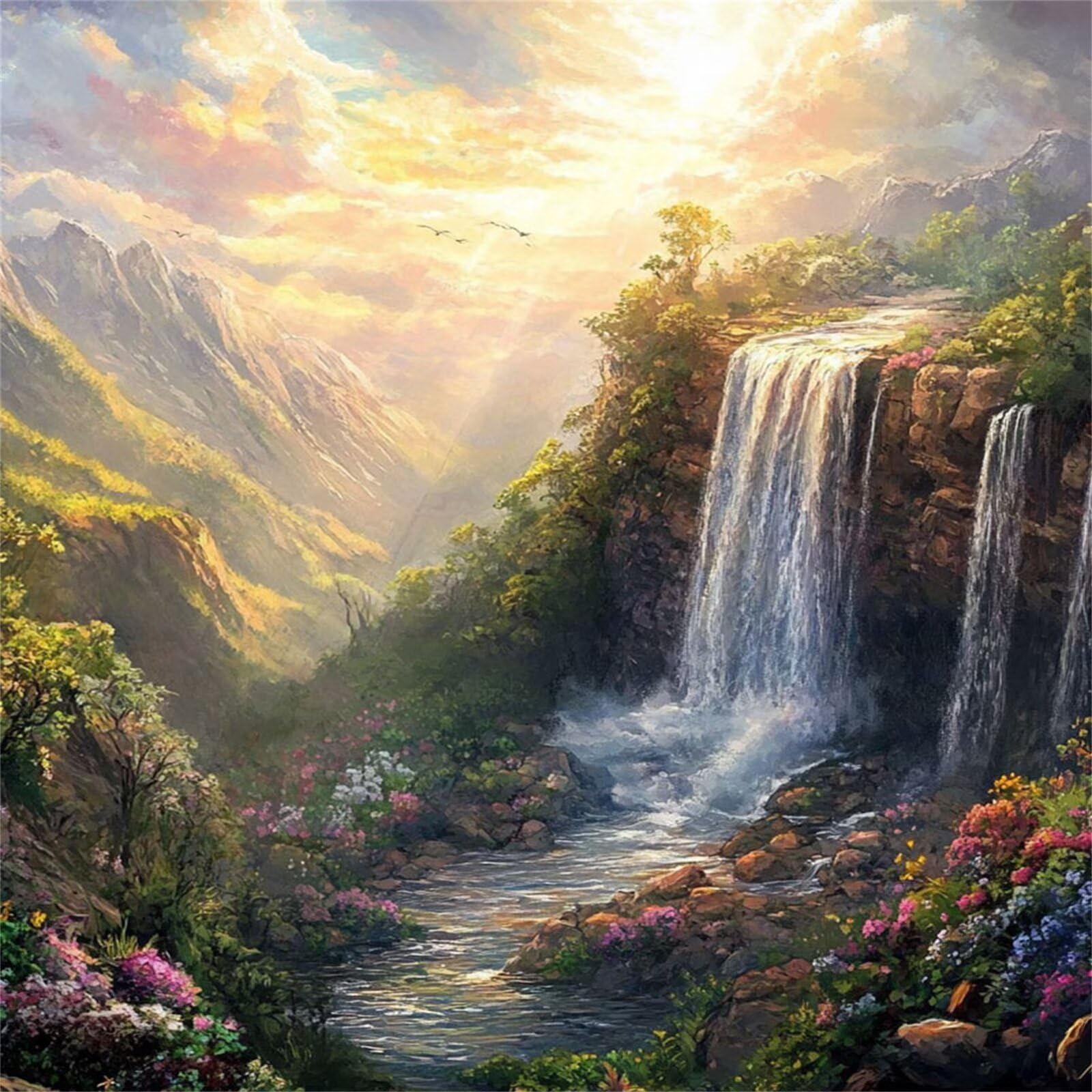 Broderie Diamant Kit Complet 5D, Coucher de soleil Diamond Painting Adulte Plein Foret, Peinture Diamant pour Enfant Débutant, Loisirs Créatifs de Détente et Décoration Maison, Automne 80x80cm FX#820