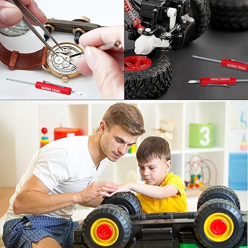 Miniatura 7 de MUGE Racing Juego de destornilladores de bolsillo de doble extremo y ranurado, cabeza ranurada magnética mecánica con clip, mini destornilladores de