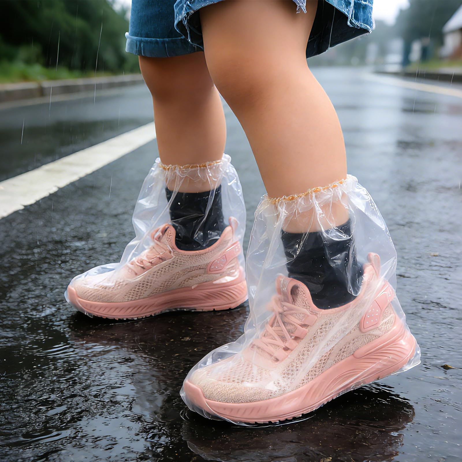 Photo 1 of 20PCS (10 Pairs) Kids Waterproof Shoe Covers for Rain, Non-Slip Disposable Plastic Shoe Ponchos Boot Covers Waterproof, Clear Heavy Duty Rain Shoe Covers for Men and Women