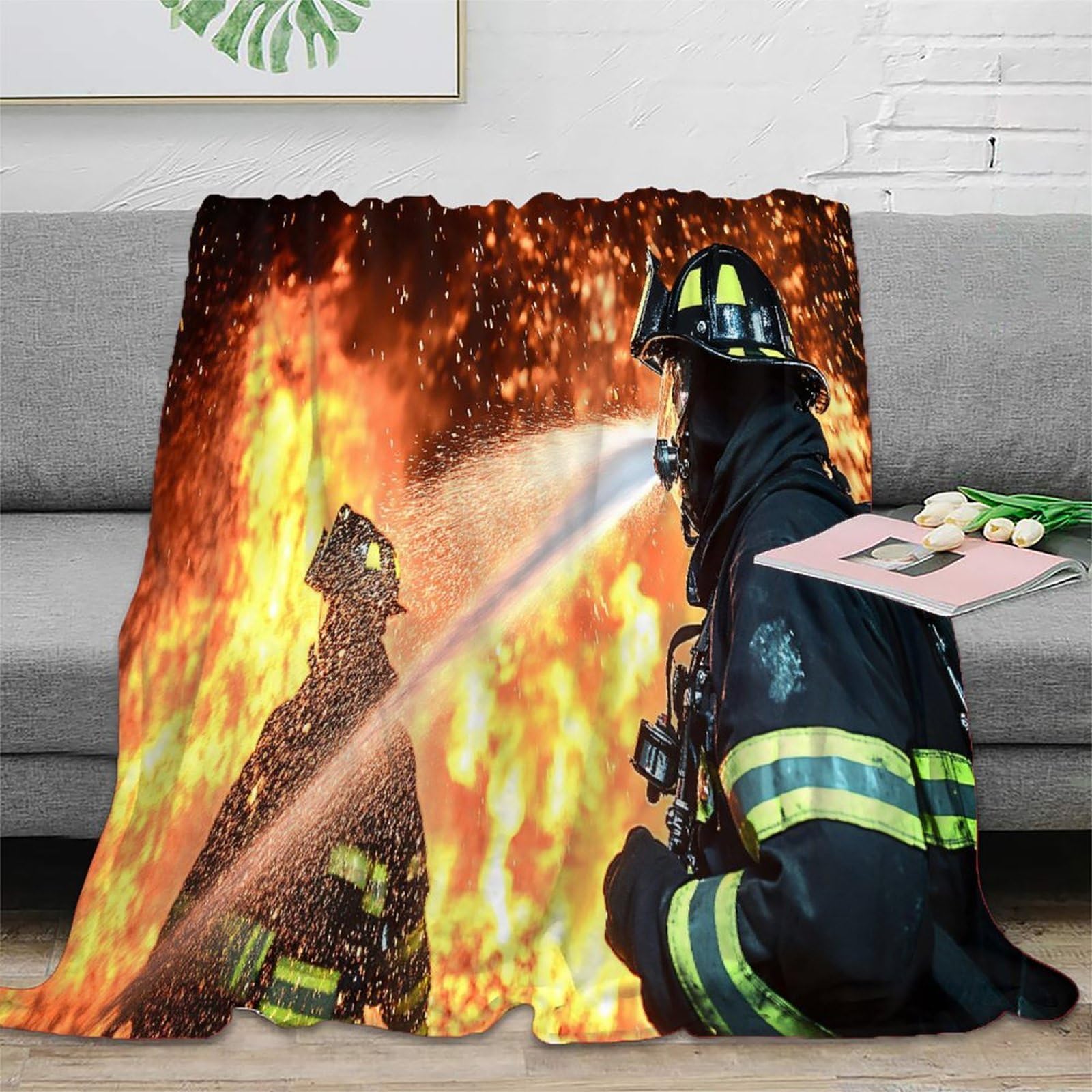 Couverture 3D pompier douce pour les soirées cinéma en famille et chambres d'enfants