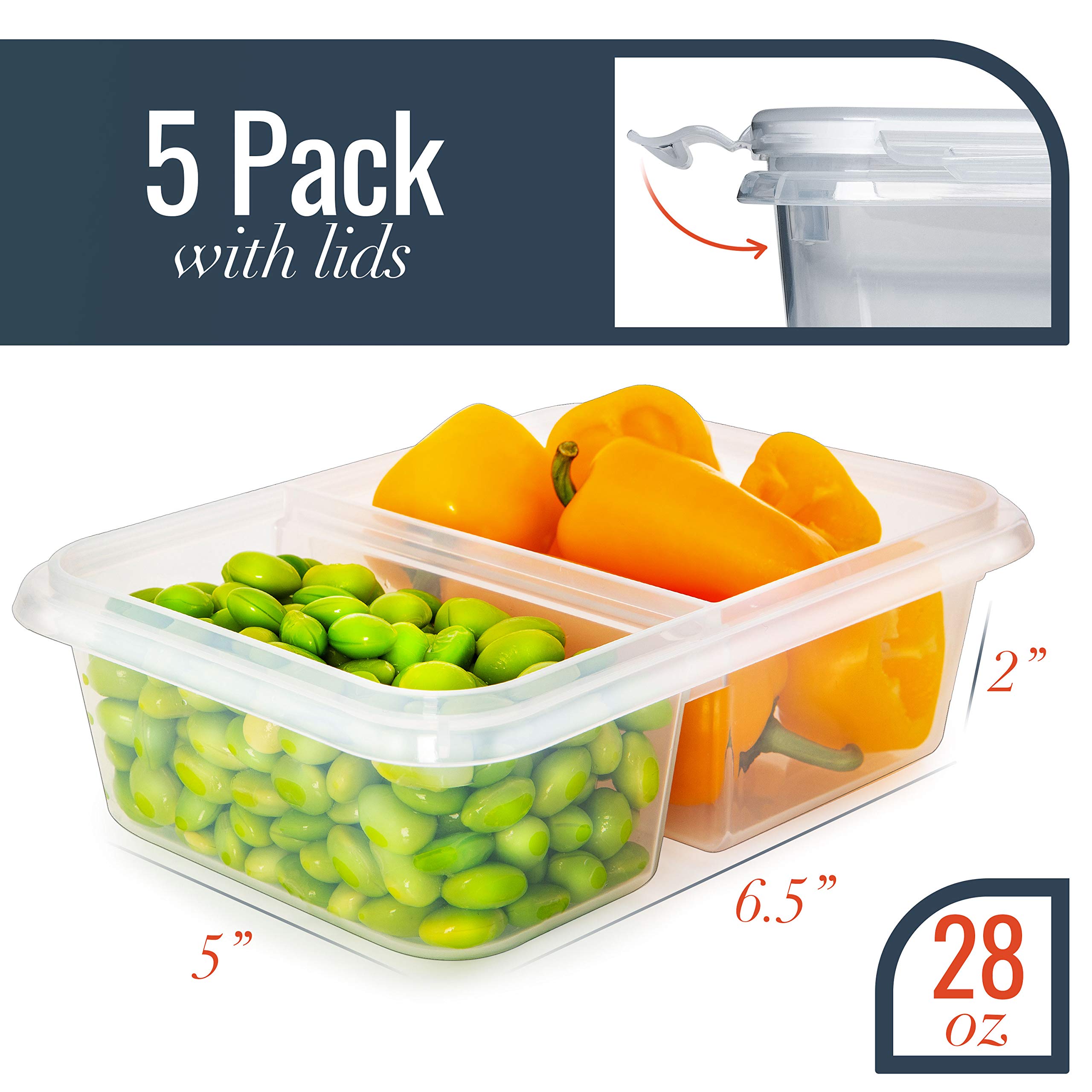 Fullstar Food Storage Containers with Lids Divided Lunch Containers