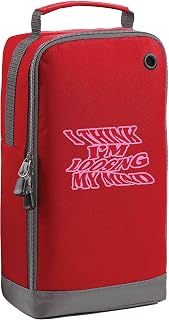 Flox Creative Red Sports Shoe Bag I Think I'm Loosing my Mind Vertical Print